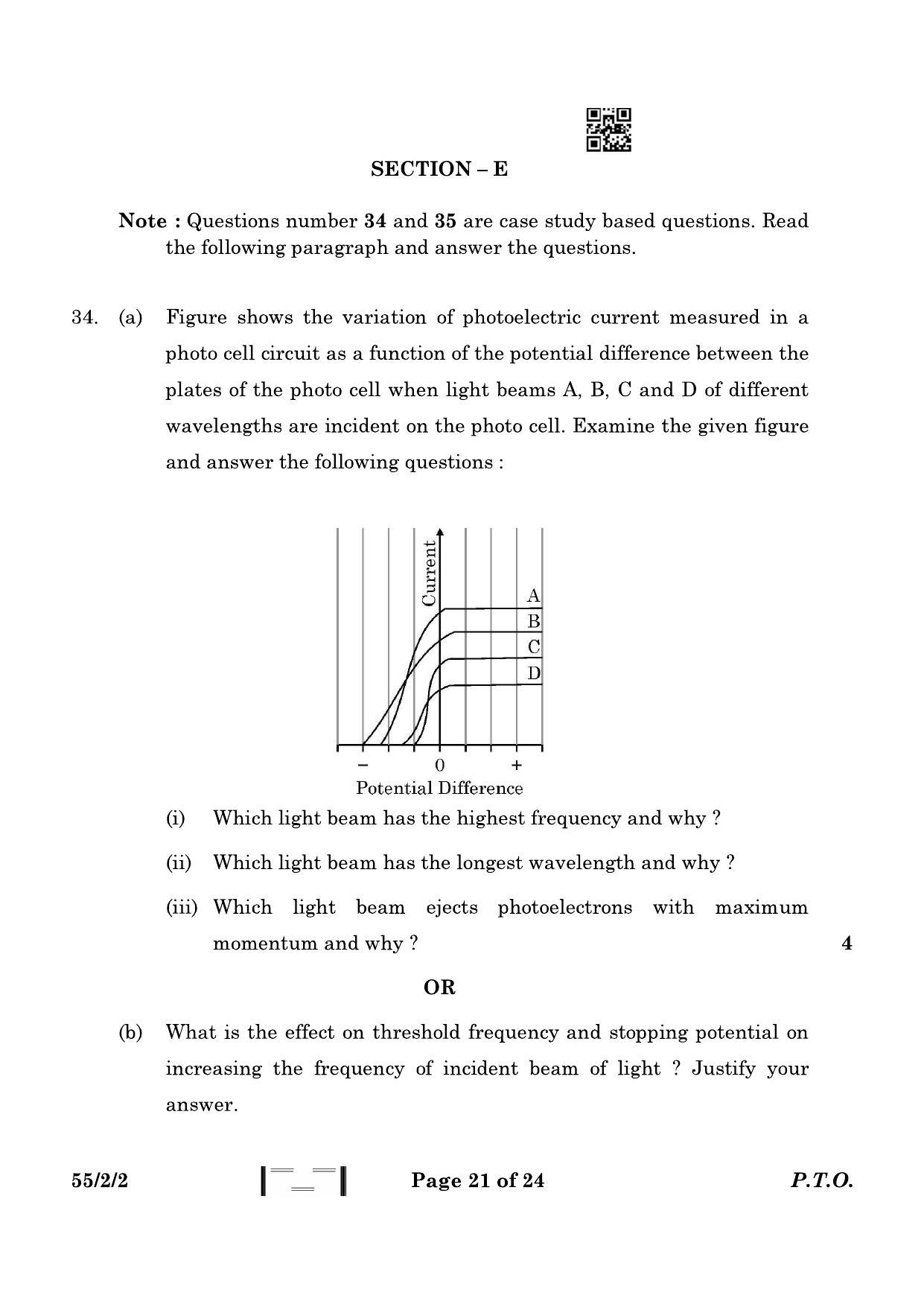 CBSE Class 12 55-2-2 Physics 2023 Question Paper - Page 21
