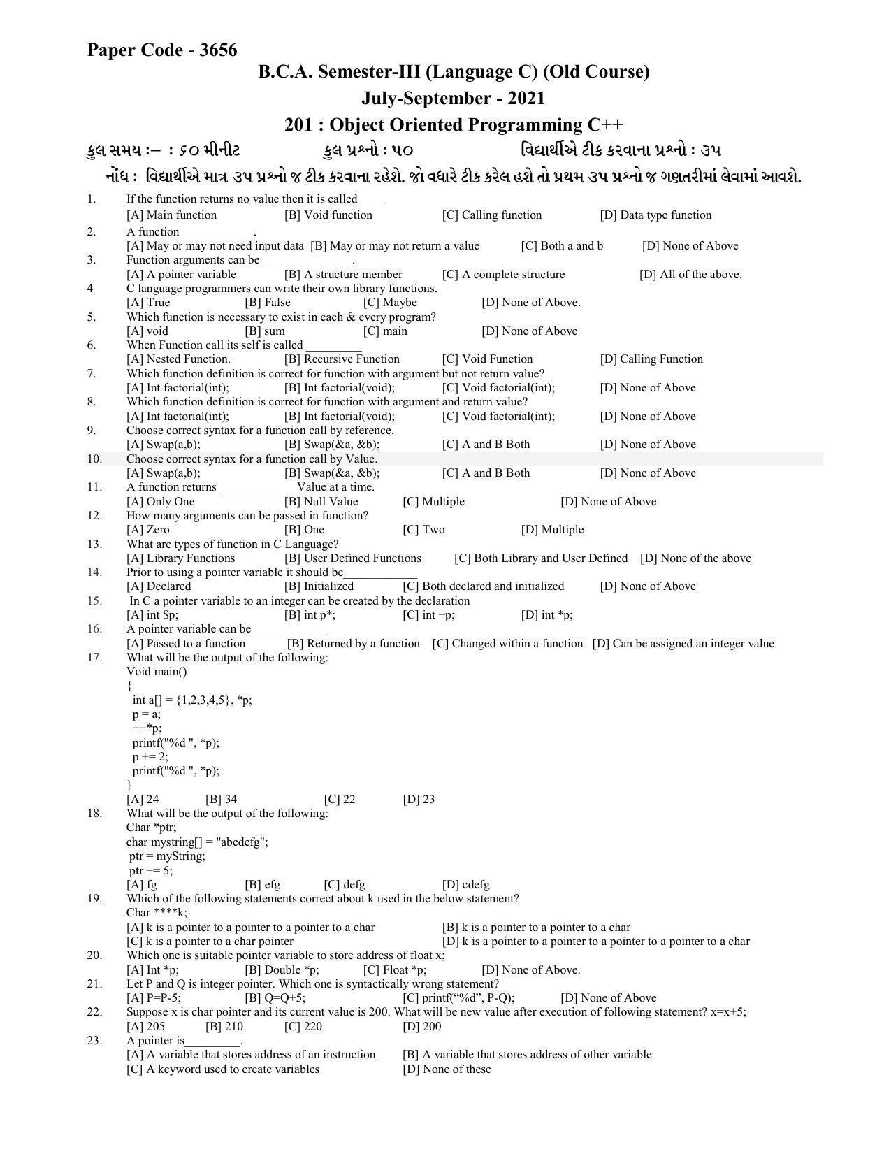 Term Paper Example C Programming Hemchand North Gujarat University Sample Paper July-Sept 2021: B.C.A ...