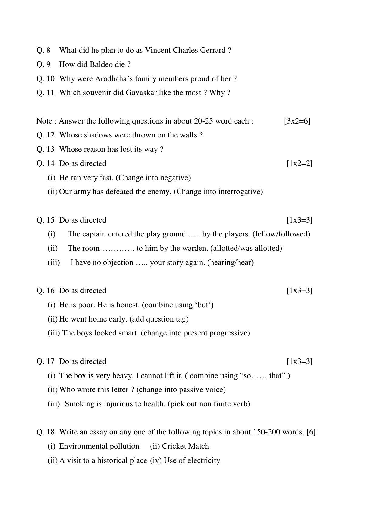 CGSOS Class 12 English Paper I Model Paper - Page 3