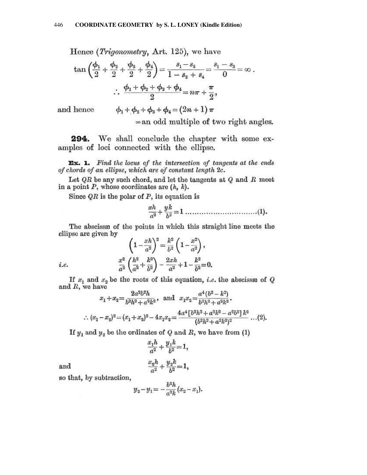 Chapter 12: The Ellipse - SL Loney Solutions: The Elements of Coordinate Geometry - Page 63