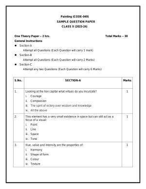 CBSE Class 10 Painting Sample Paper 2024