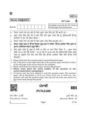 CBSE Class 10 6 Punjabi 2022 Compartment Question Paper