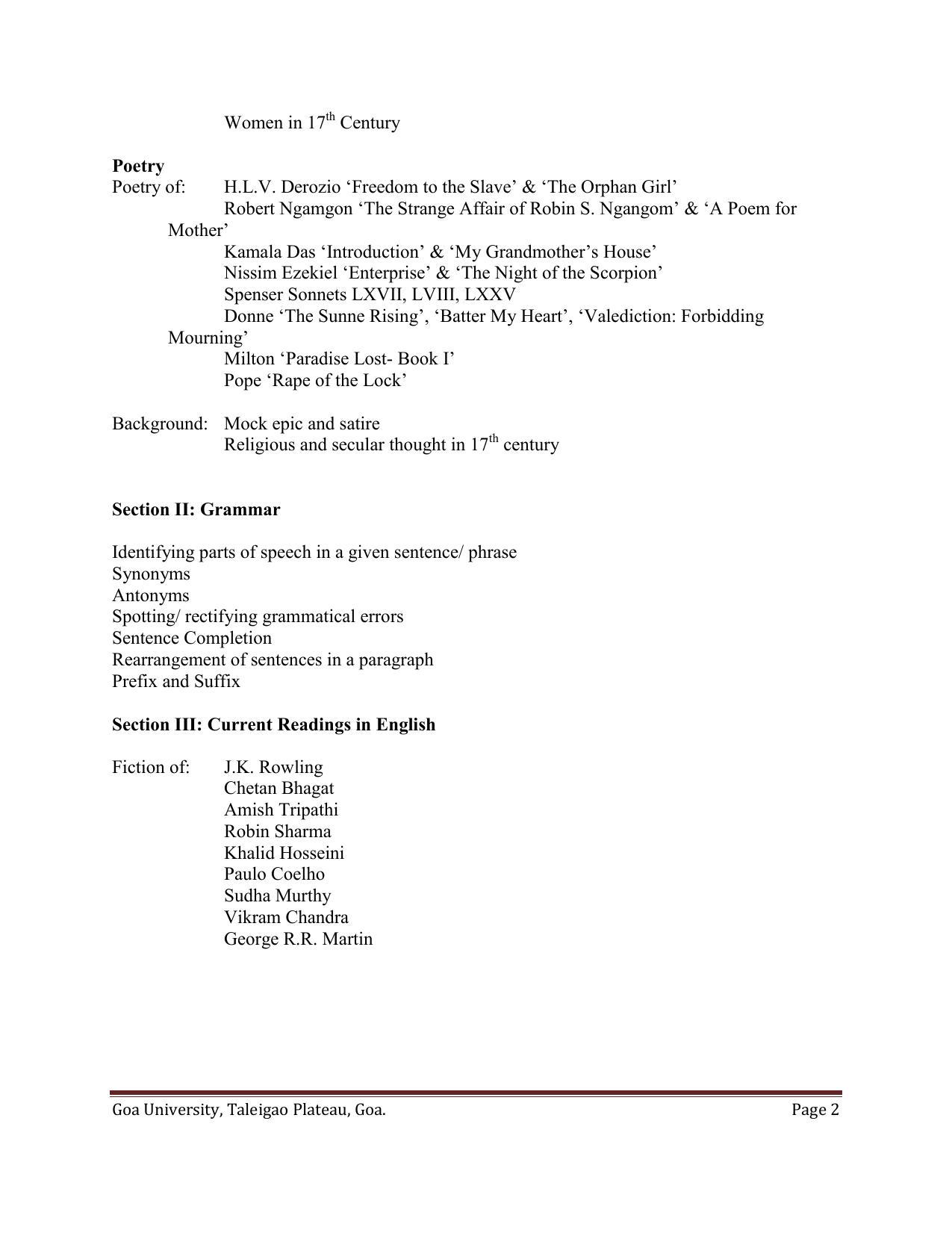 GU ART English Syllabus - Page 2