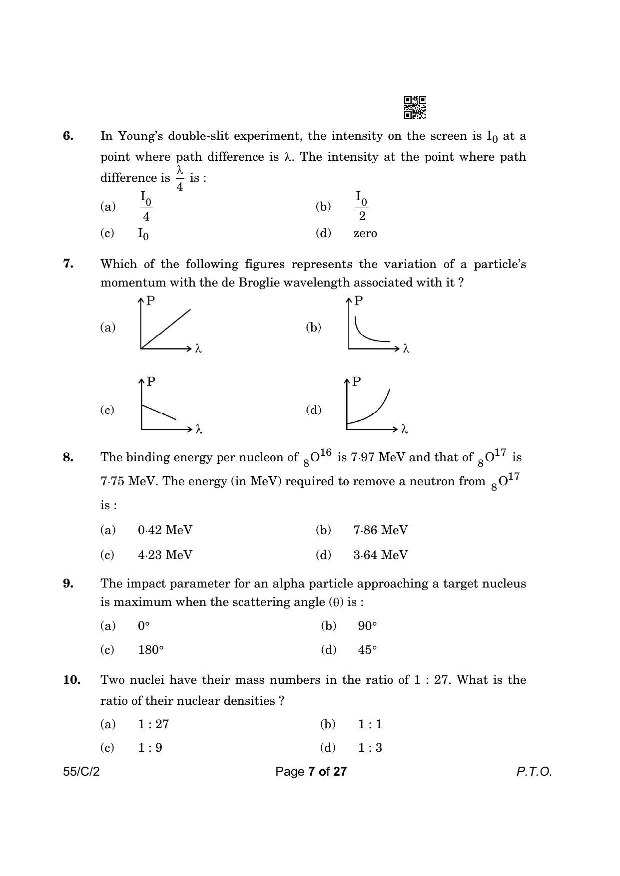 CBSE Class 12 55-2 Physics 2023 (Compartment) Question Paper - Page 7