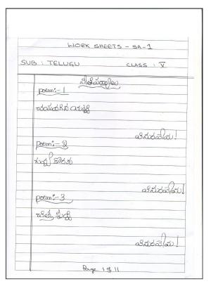 Worksheet for Class 5 Telegu Assignment 1