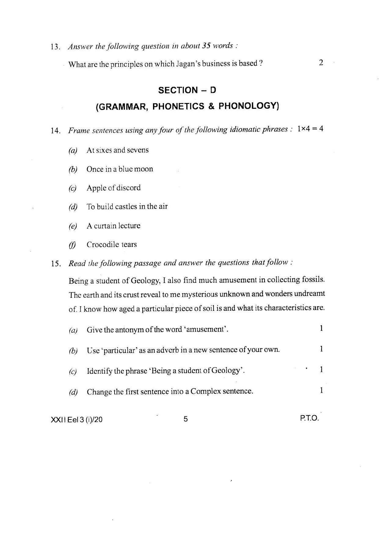 COHSEM Class 12 Elective English Question Papers 2020 - Page 5