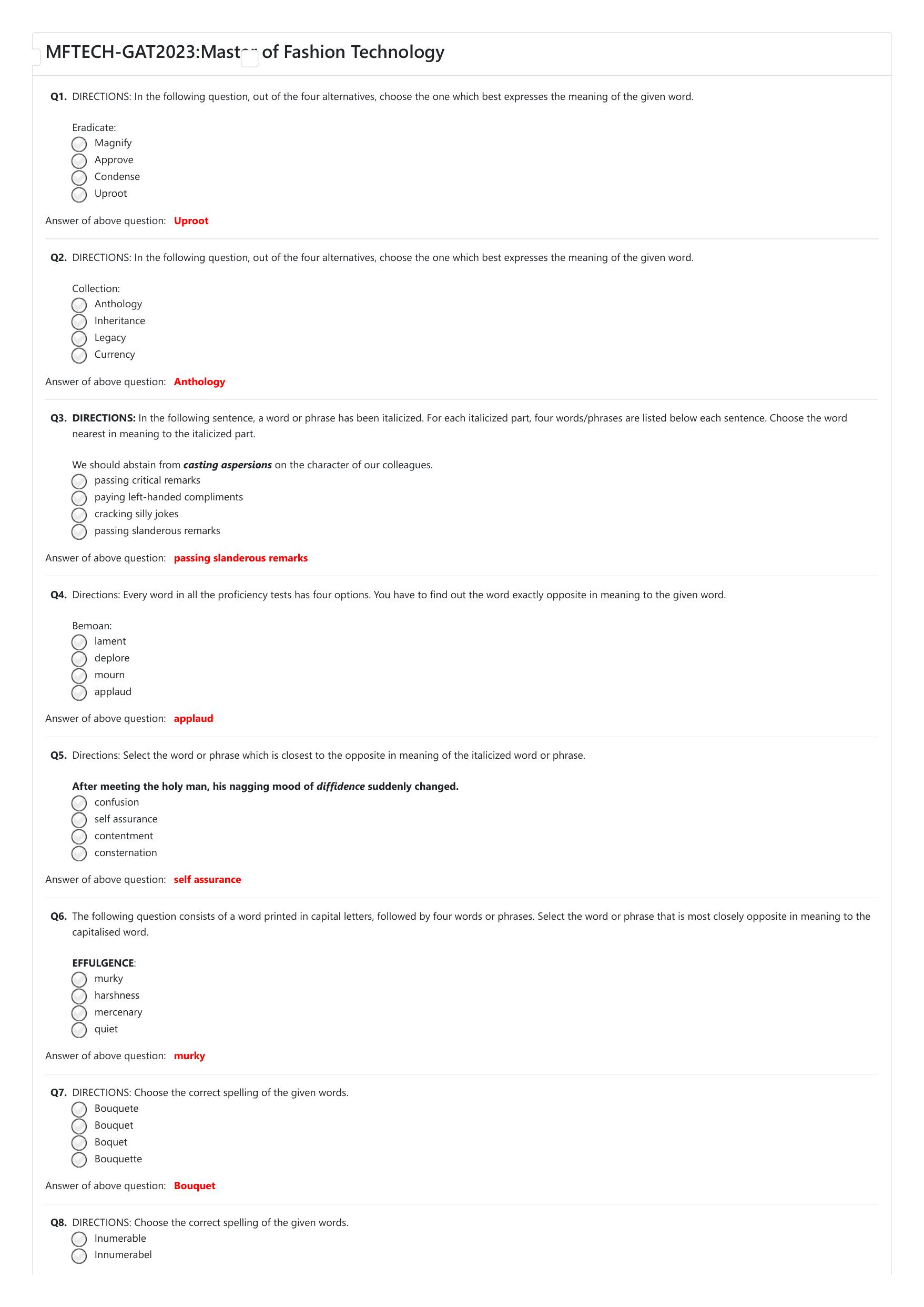 NIFT 2023 Sample Paper - Page 177