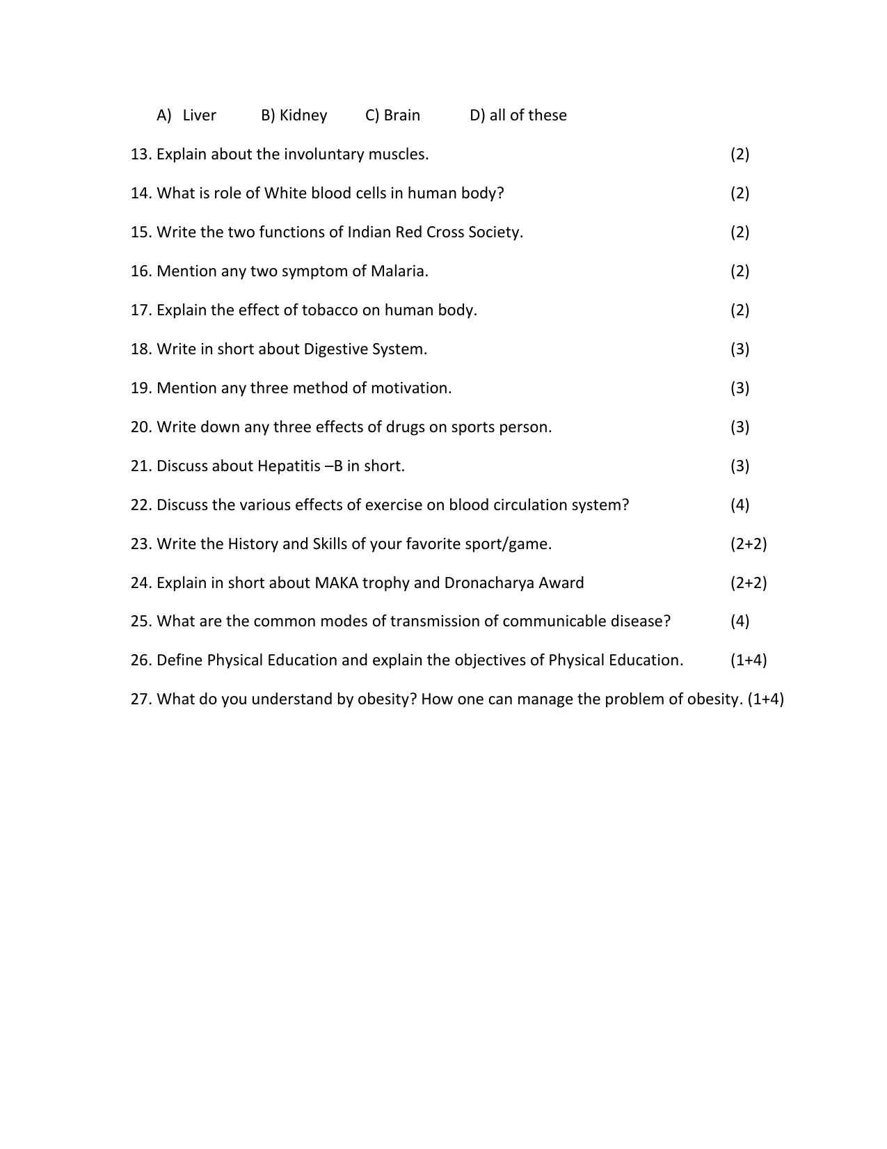 HPBOSE Class 11th Physical Education Sample Question Papers 2025 - Page 3