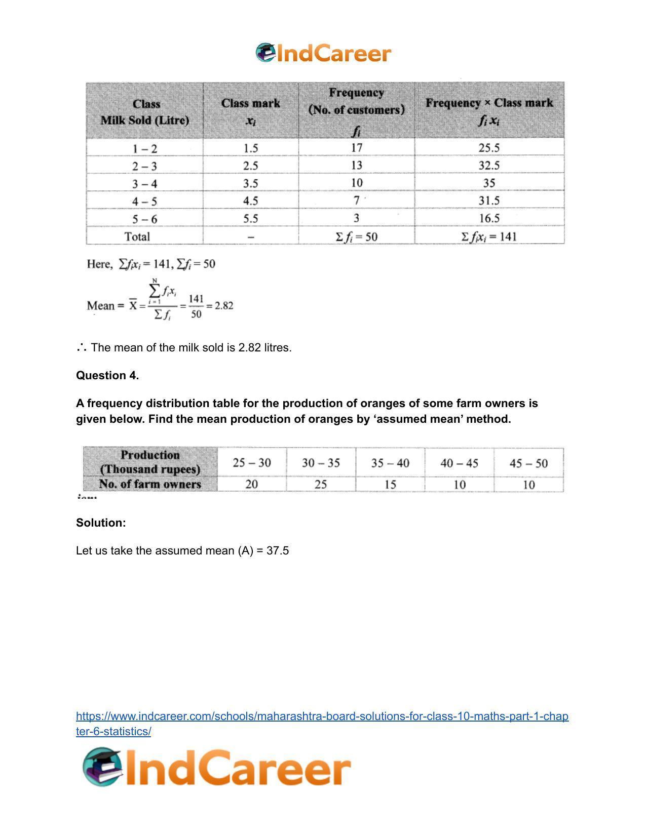 Maharashtra Board Solutions for Class 10-Maths (Part 1): Chapter 6- Statistics - Page 5