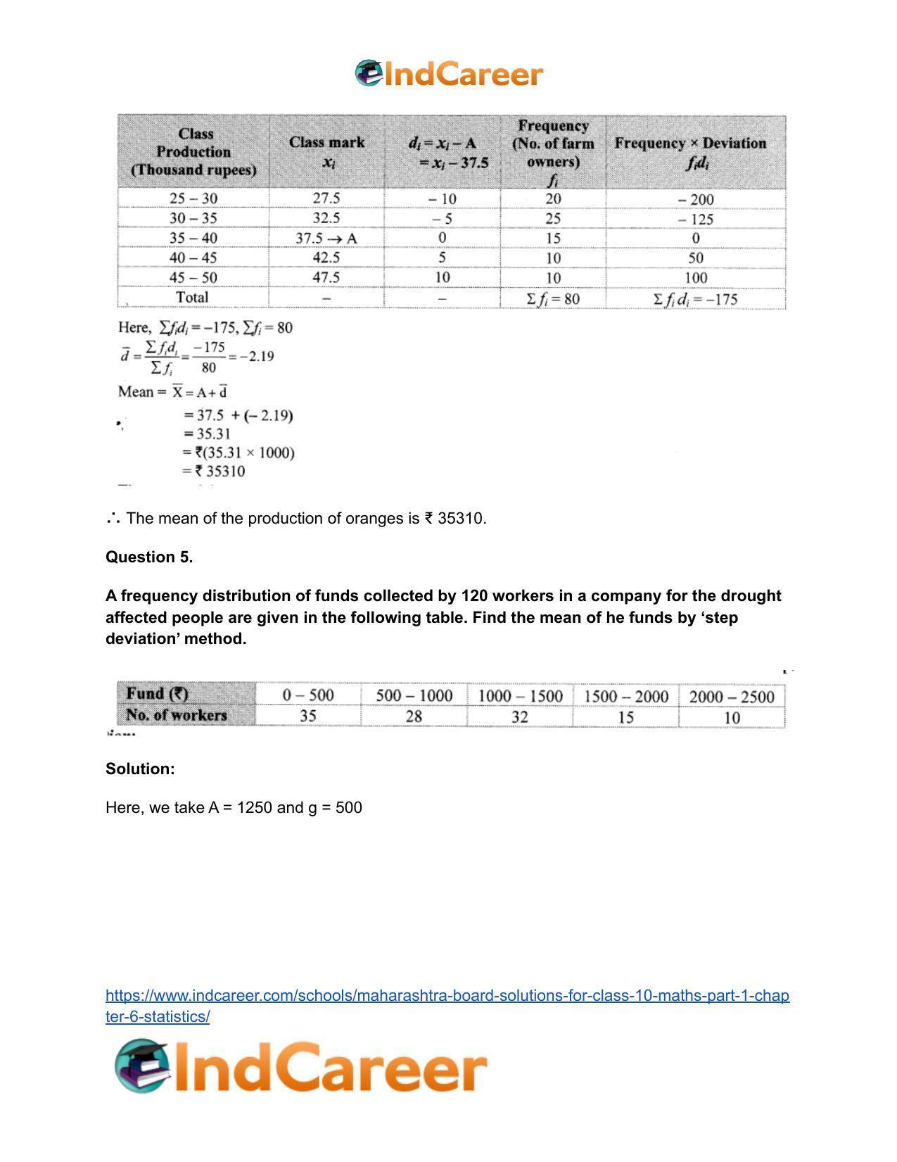 Maharashtra Board Solutions for Class 10-Maths (Part 1): Chapter 6- Statistics - Page 6