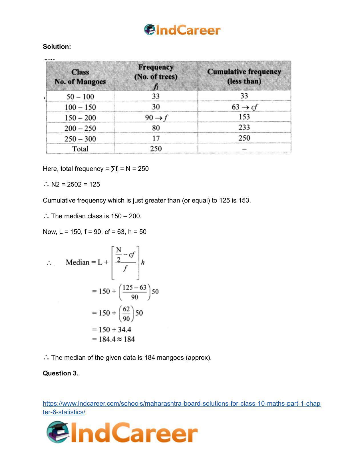 Maharashtra Board Solutions for Class 10-Maths (Part 1): Chapter 6- Statistics - Page 15