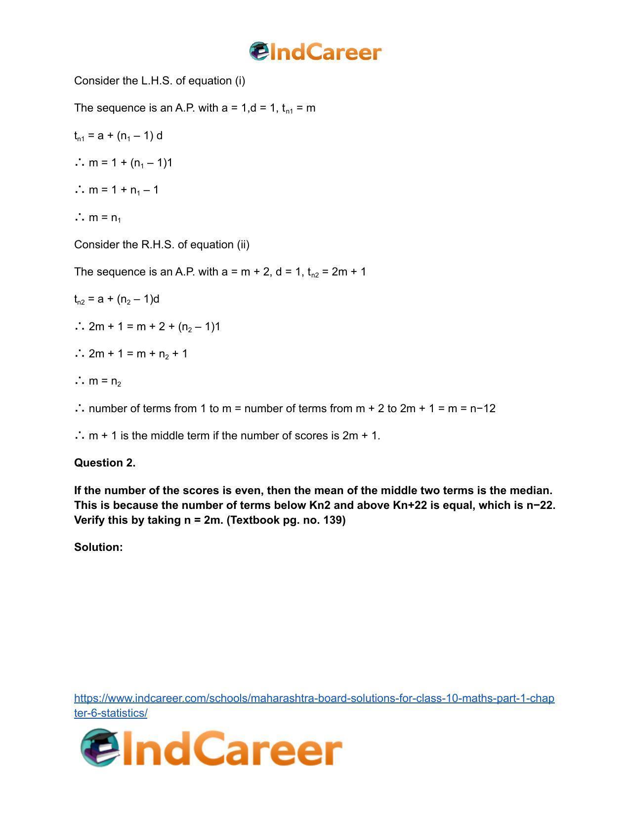 Maharashtra Board Solutions for Class 10-Maths (Part 1): Chapter 6- Statistics - Page 19