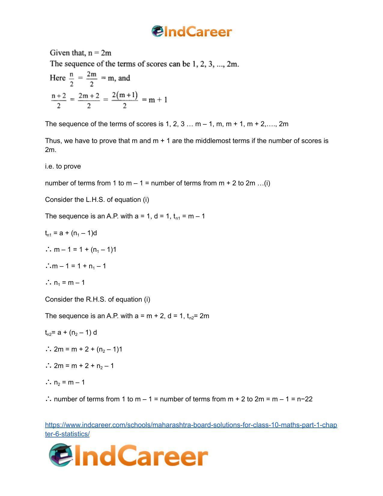 Maharashtra Board Solutions for Class 10-Maths (Part 1): Chapter 6- Statistics - Page 20
