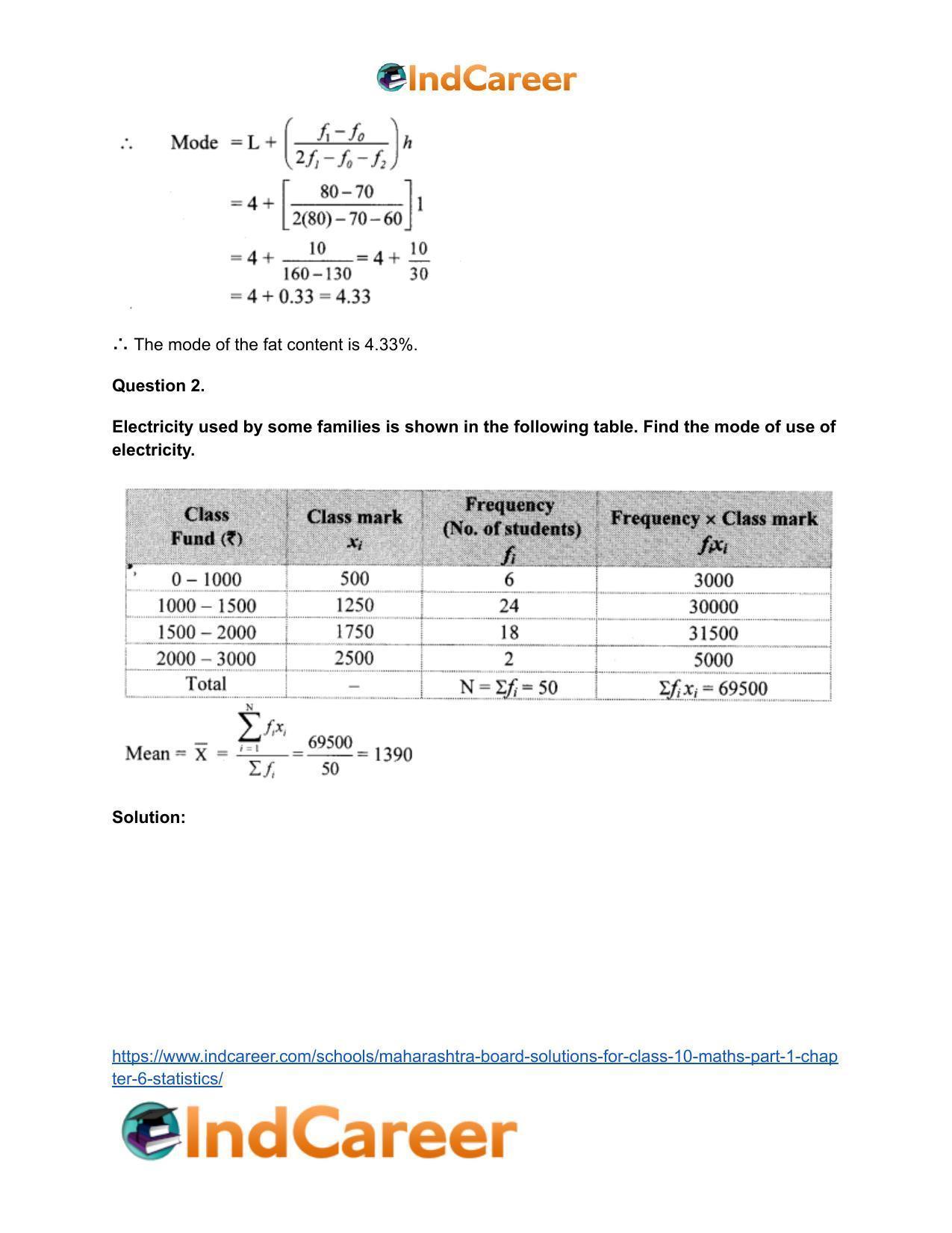 Maharashtra Board Solutions for Class 10-Maths (Part 1): Chapter 6- Statistics - Page 22