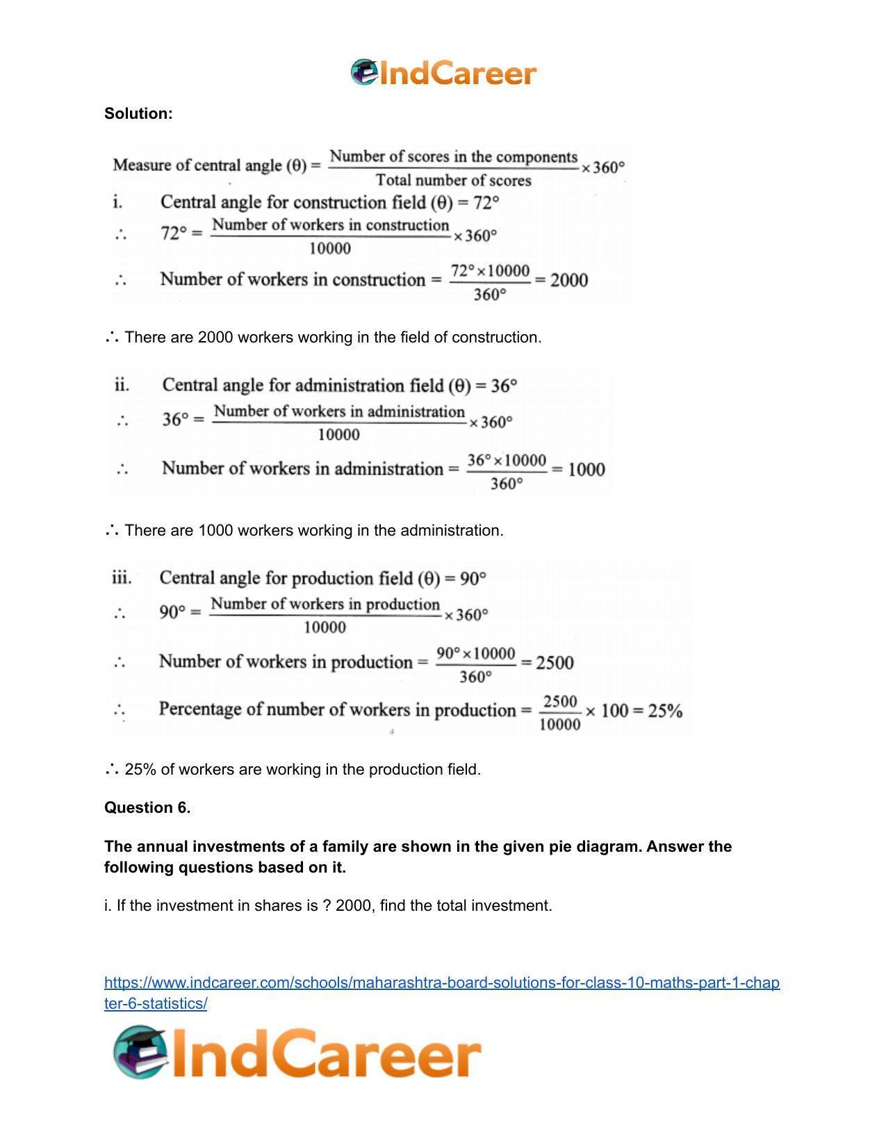 Maharashtra Board Solutions for Class 10-Maths (Part 1): Chapter 6- Statistics - Page 39