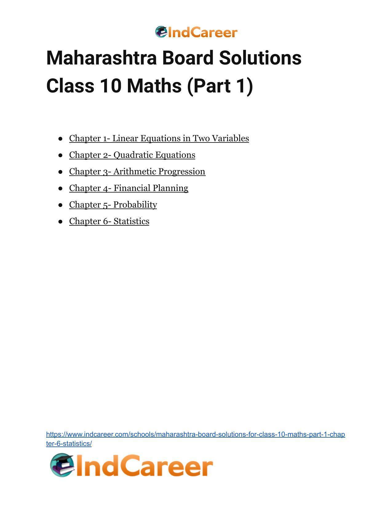 Maharashtra Board Solutions for Class 10-Maths (Part 1): Chapter 6- Statistics - Page 42