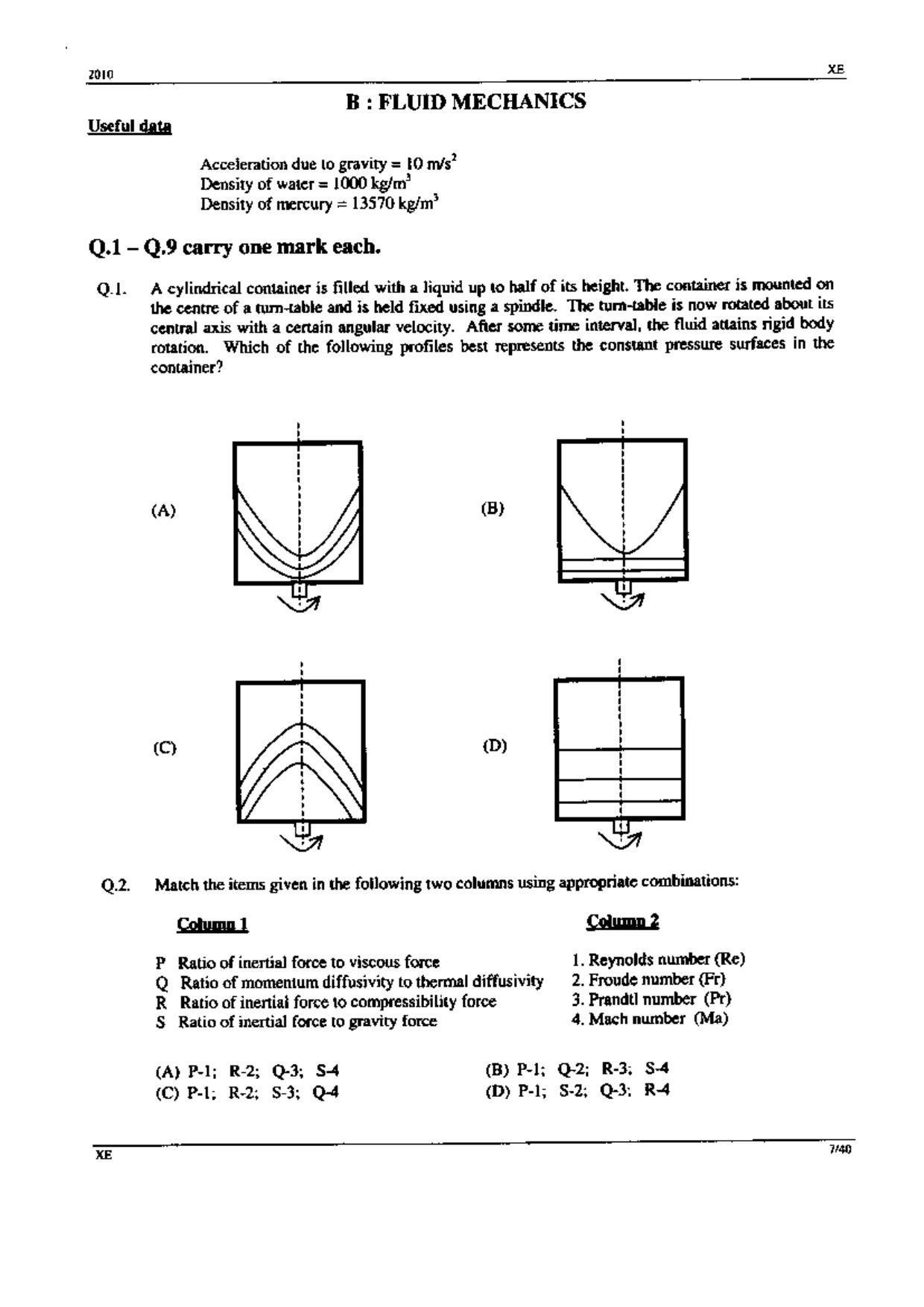 GATE 2010 Engineering Sciences (XE) Question Paper with Answer Key - Page 7