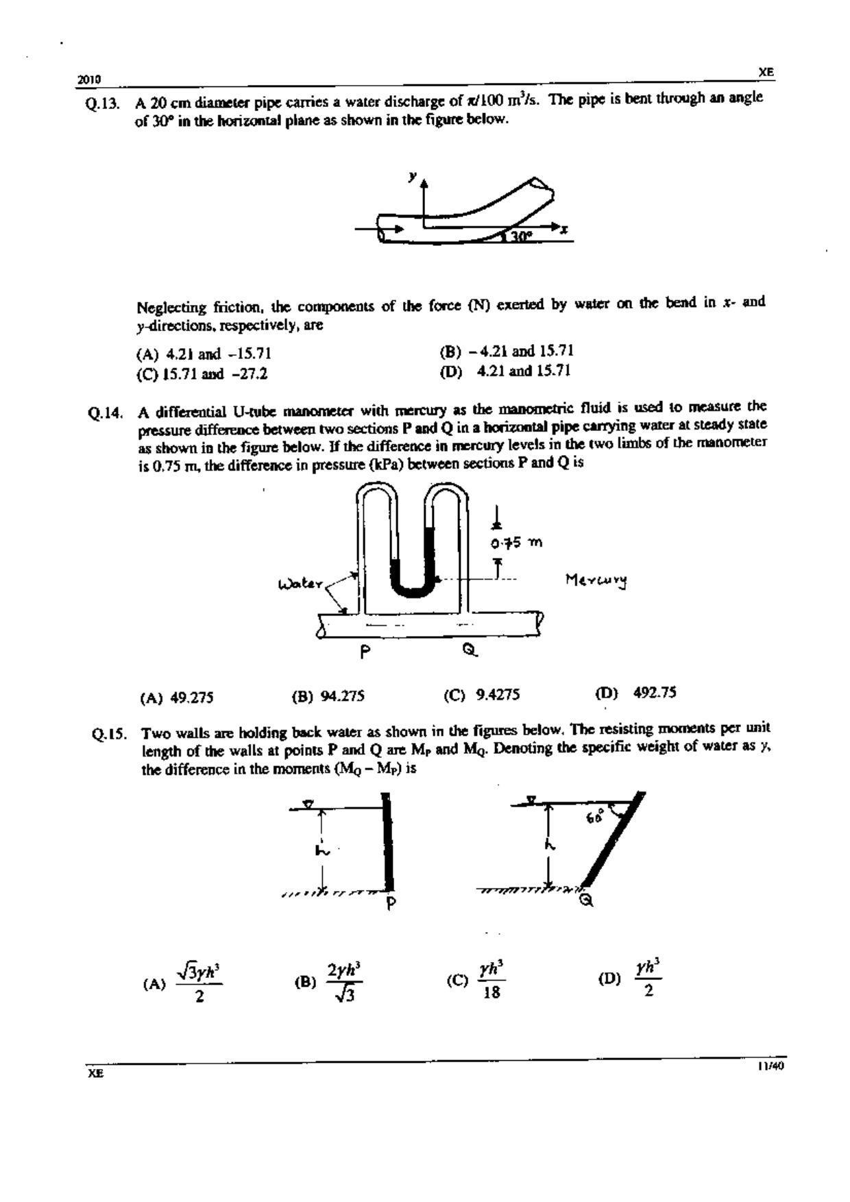 GATE 2010 Engineering Sciences (XE) Question Paper with Answer Key - Page 11