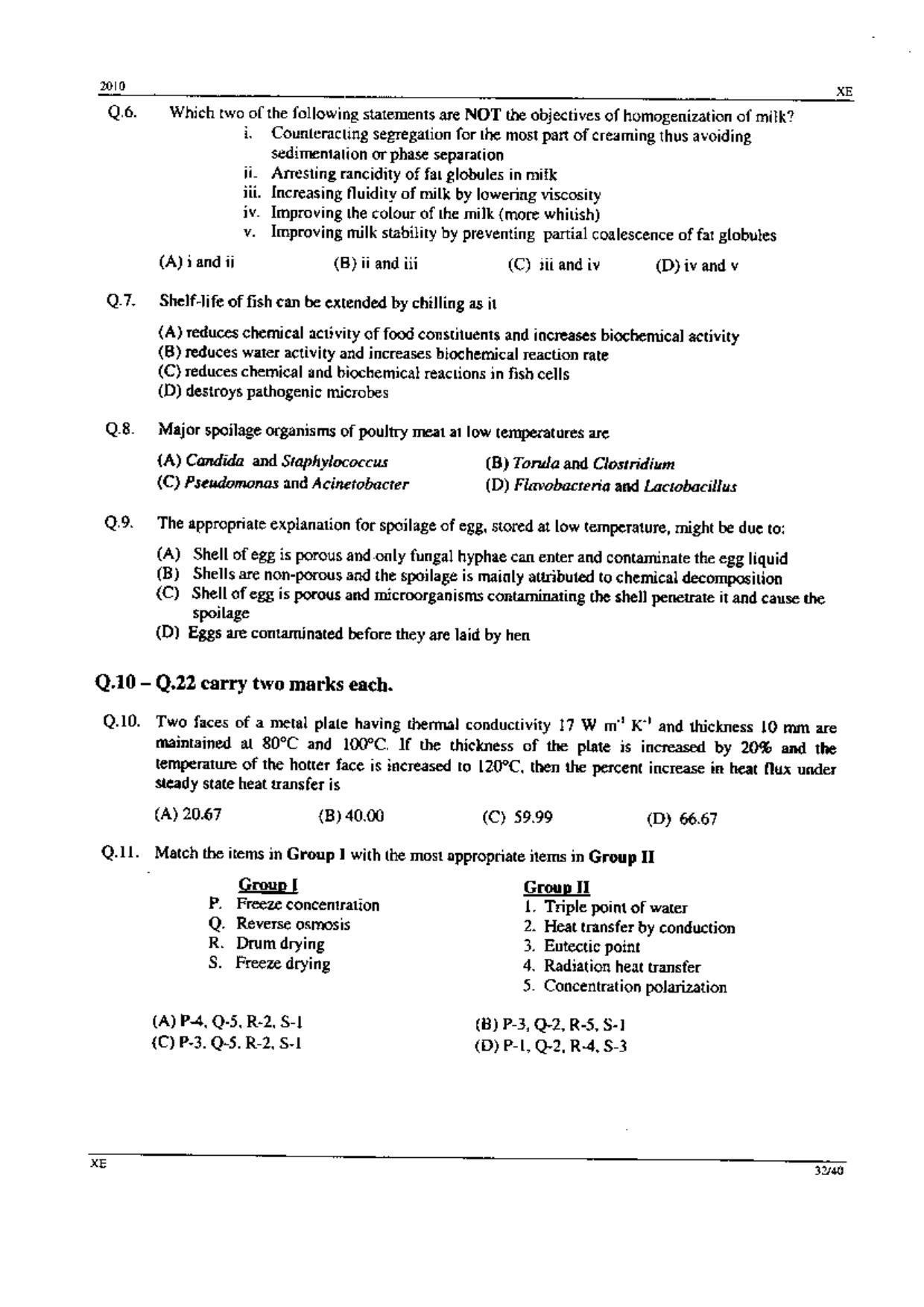 GATE 2010 Engineering Sciences (XE) Question Paper with Answer Key - Page 32