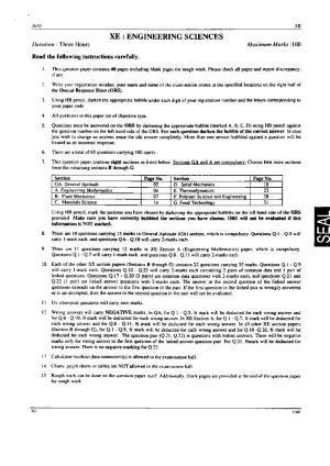 GATE 2010 Engineering Sciences (XE) Question Paper with Answer Key