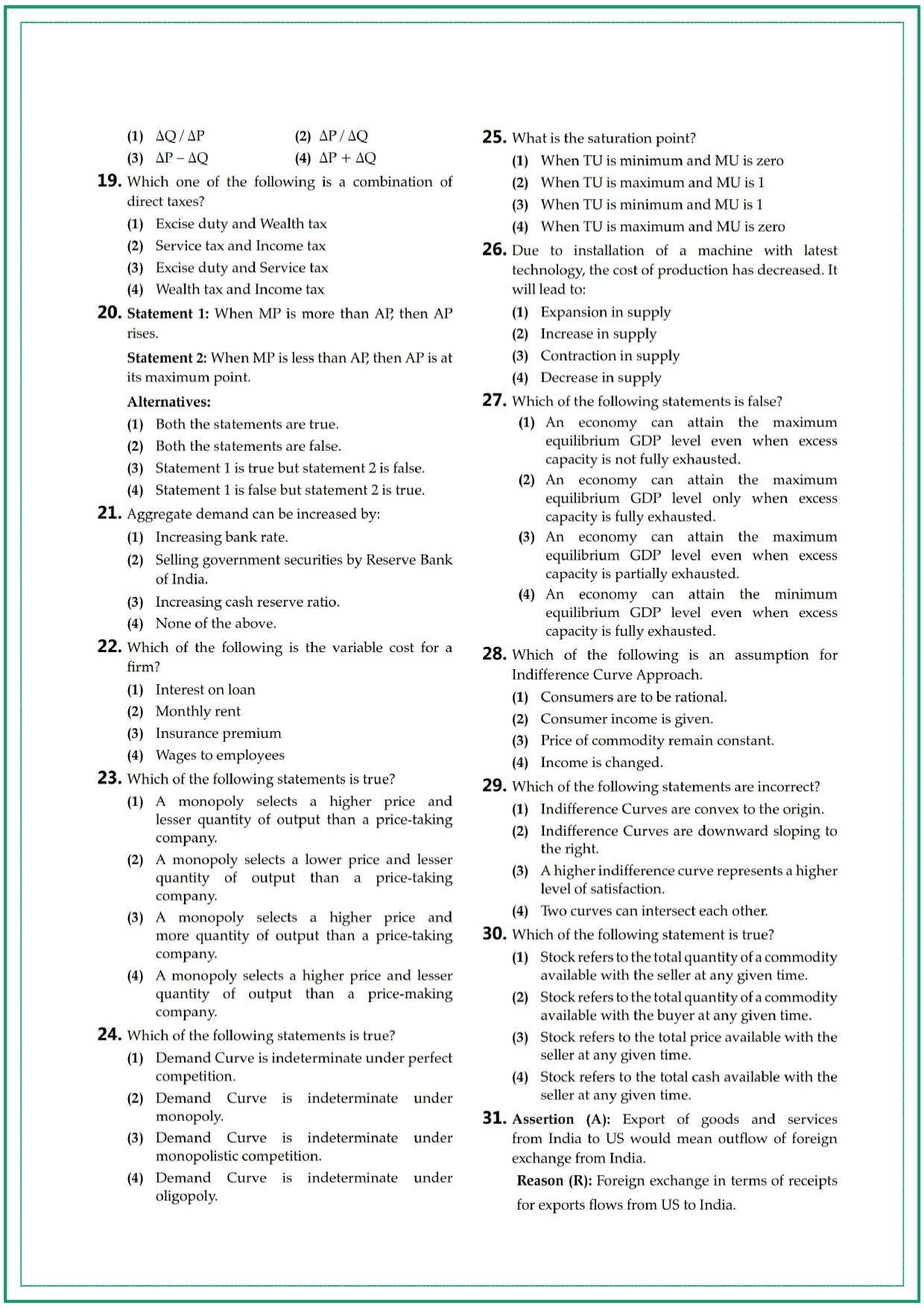 CUET UG Economics Sample Paper 4 - Page 3