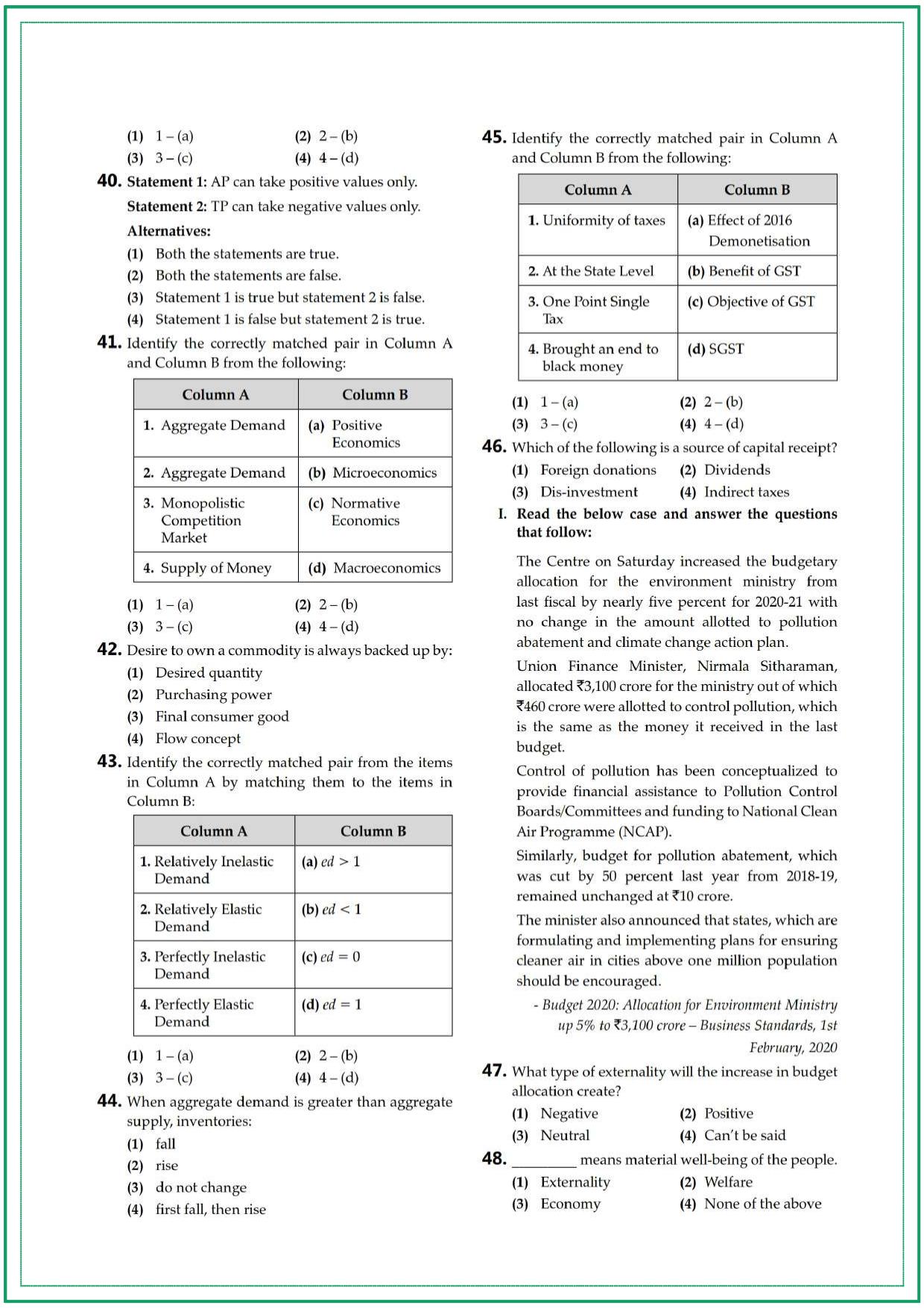 CUET UG Economics Sample Paper 4 - Page 5