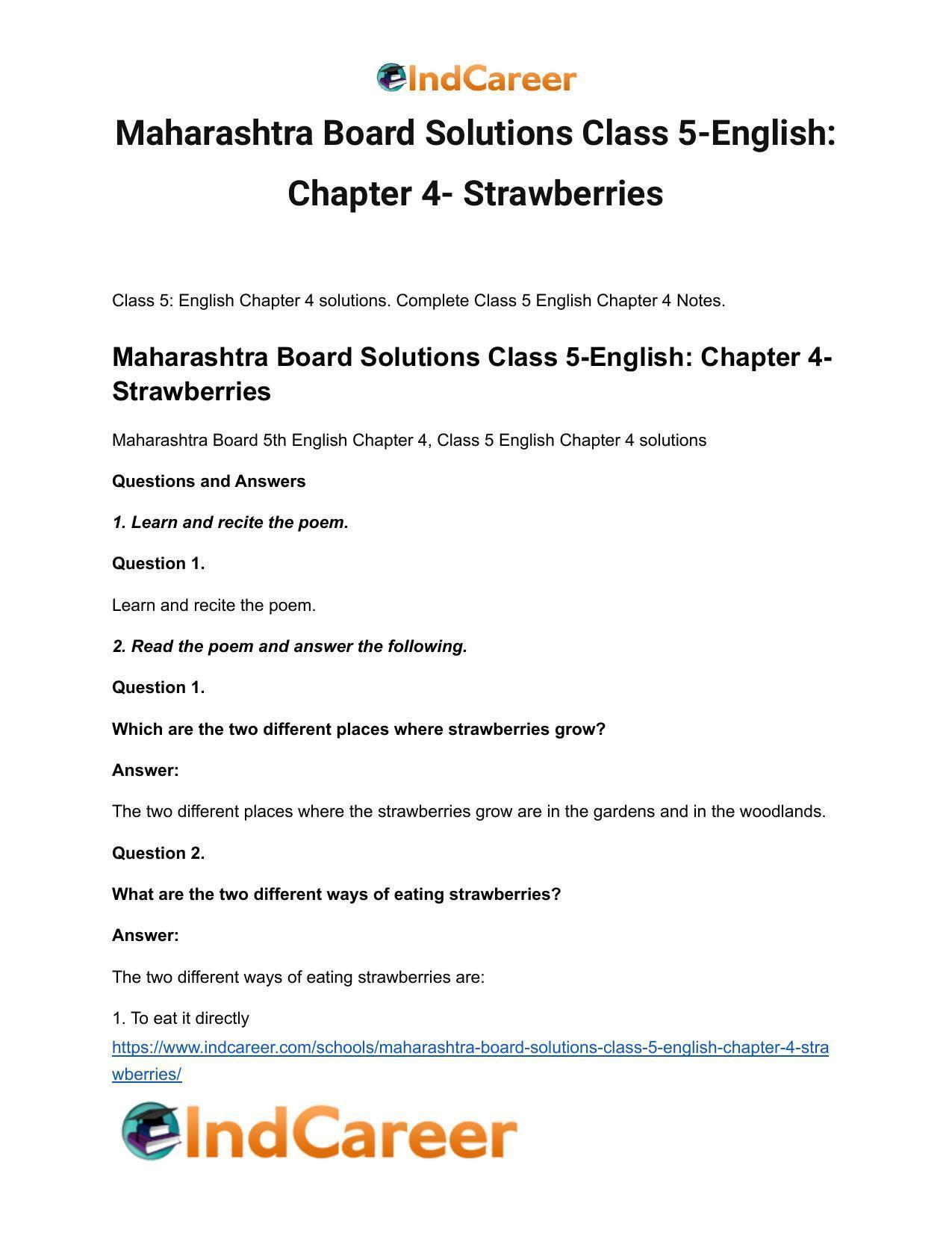 Maharashtra Board Solutions Class 5-English: Chapter 4- Strawberries - Page 2