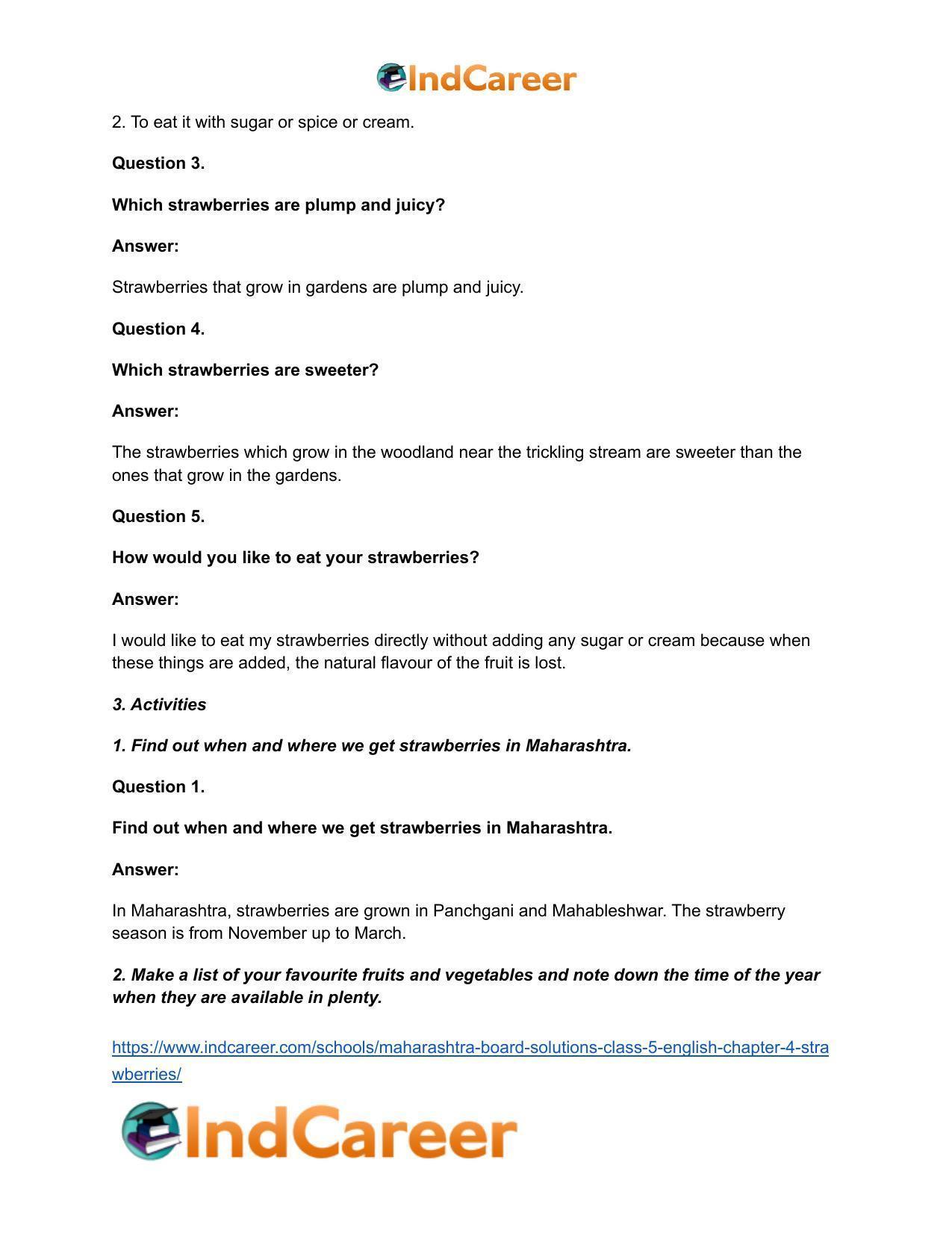 Maharashtra Board Solutions Class 5-English: Chapter 4- Strawberries - Page 3