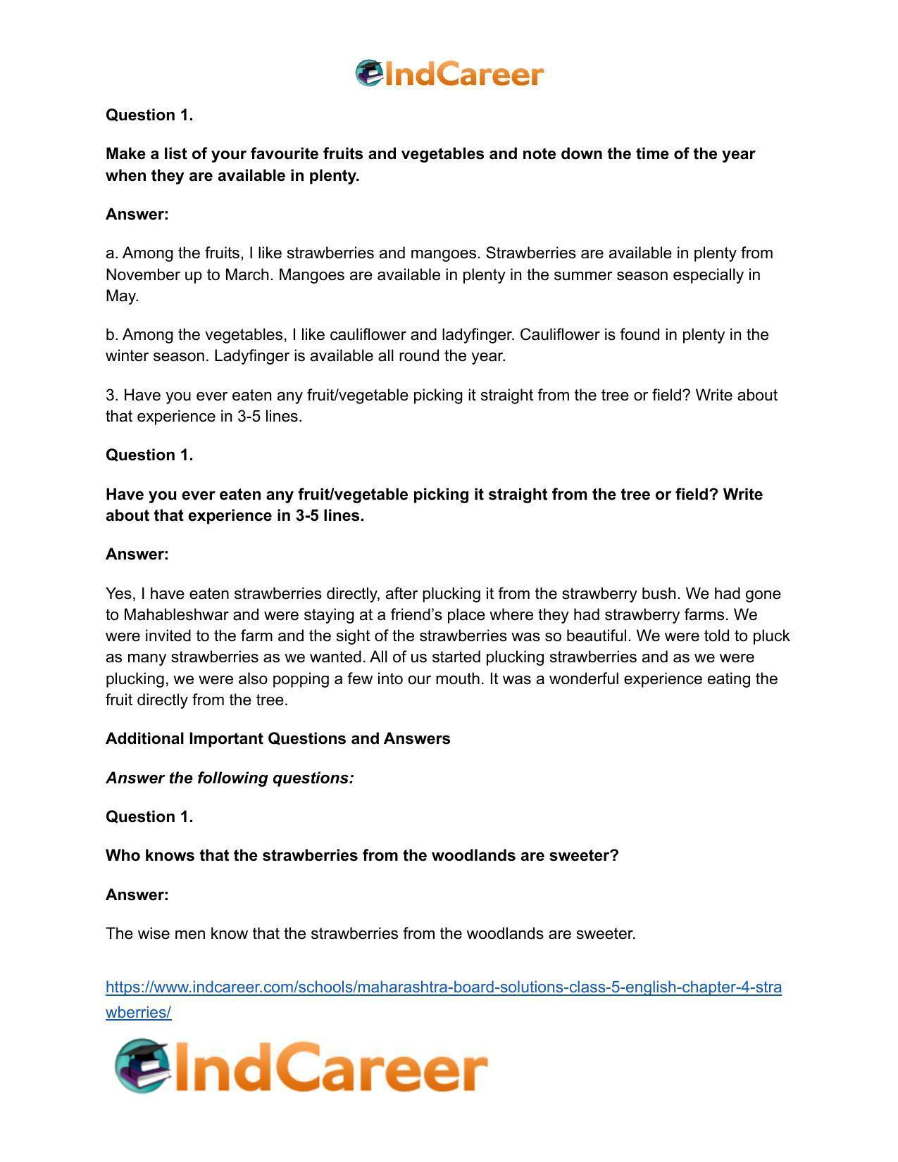 Maharashtra Board Solutions Class 5-English: Chapter 4- Strawberries - Page 4