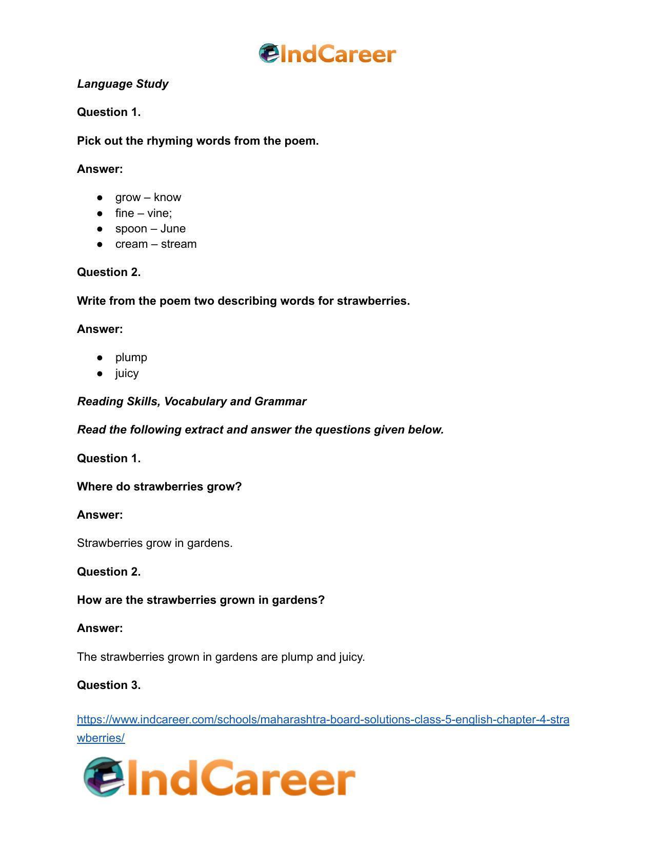 Maharashtra Board Solutions Class 5-English: Chapter 4- Strawberries - Page 5