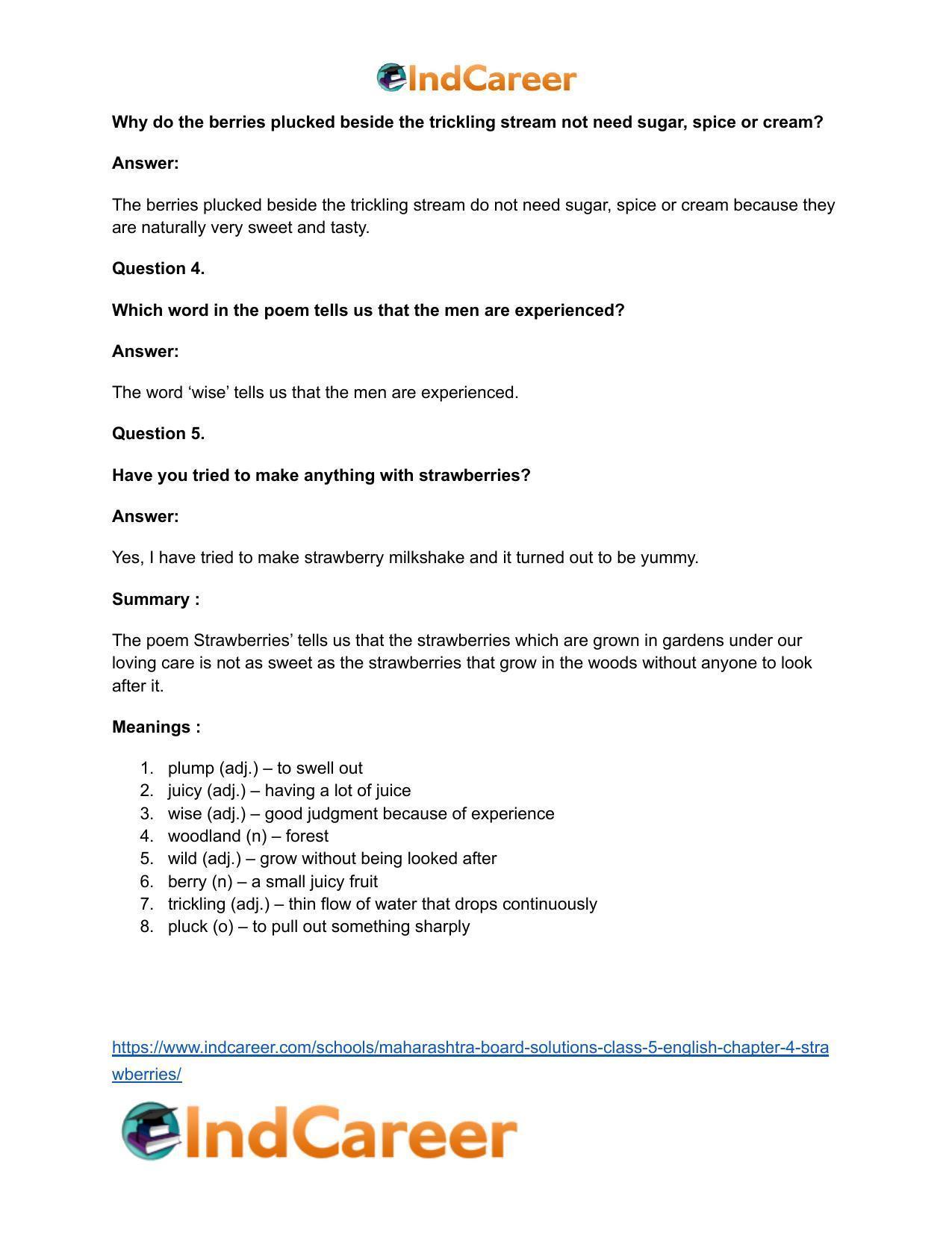 Maharashtra Board Solutions Class 5-English: Chapter 4- Strawberries - Page 6