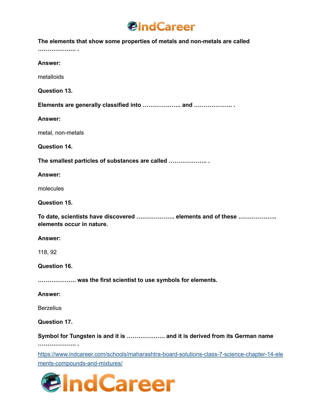 Maharashtra Board Solutions Class 7-Science: Chapter 14- Elements, Compounds and Mixtures - Page 15