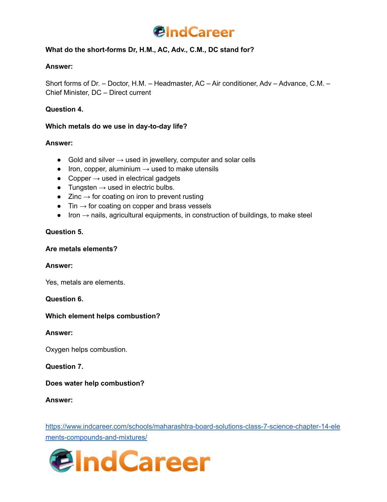 Maharashtra Board Solutions Class 7-Science: Chapter 14- Elements, Compounds and Mixtures - Page 18