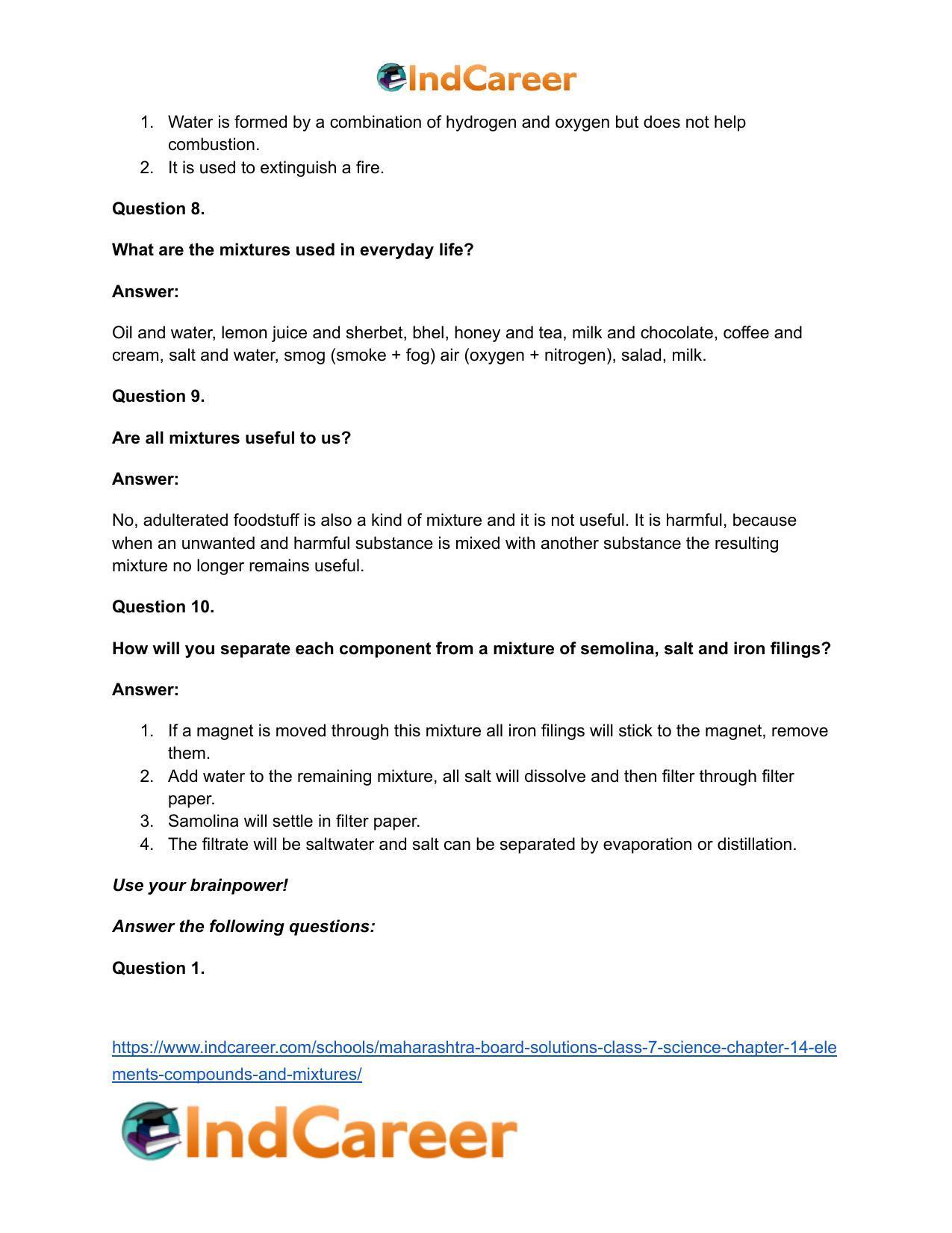 Maharashtra Board Solutions Class 7-Science: Chapter 14- Elements, Compounds and Mixtures - Page 19