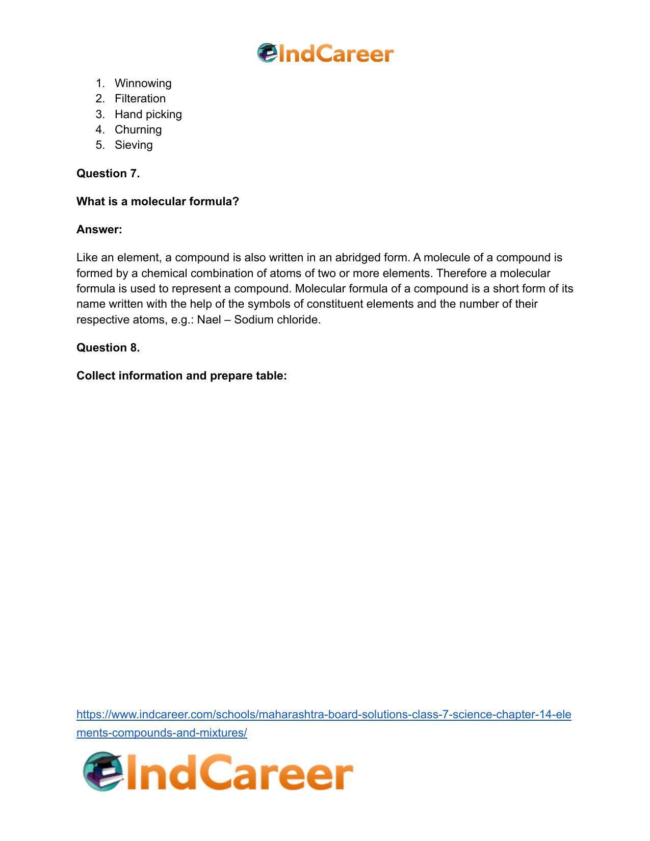 Maharashtra Board Solutions Class 7-Science: Chapter 14- Elements, Compounds and Mixtures - Page 27