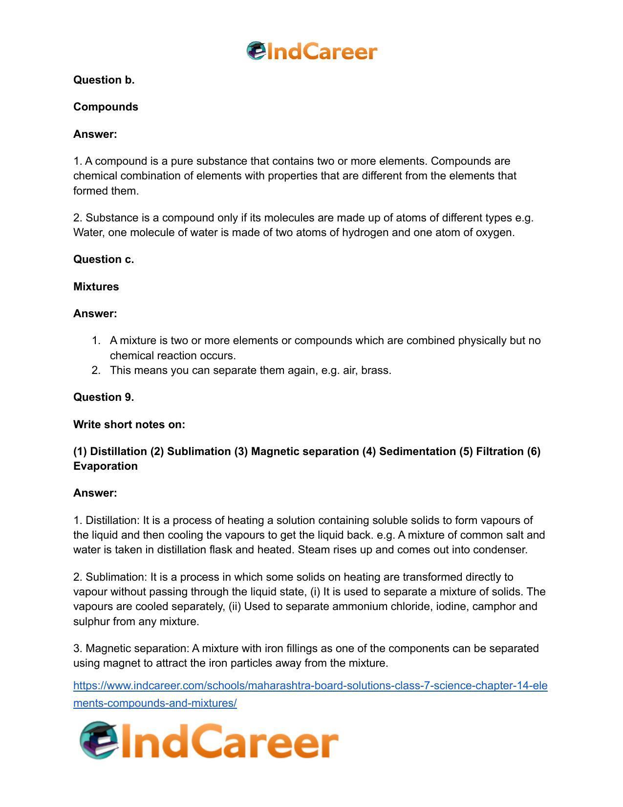 Maharashtra Board Solutions Class 7-Science: Chapter 14- Elements, Compounds and Mixtures - Page 29