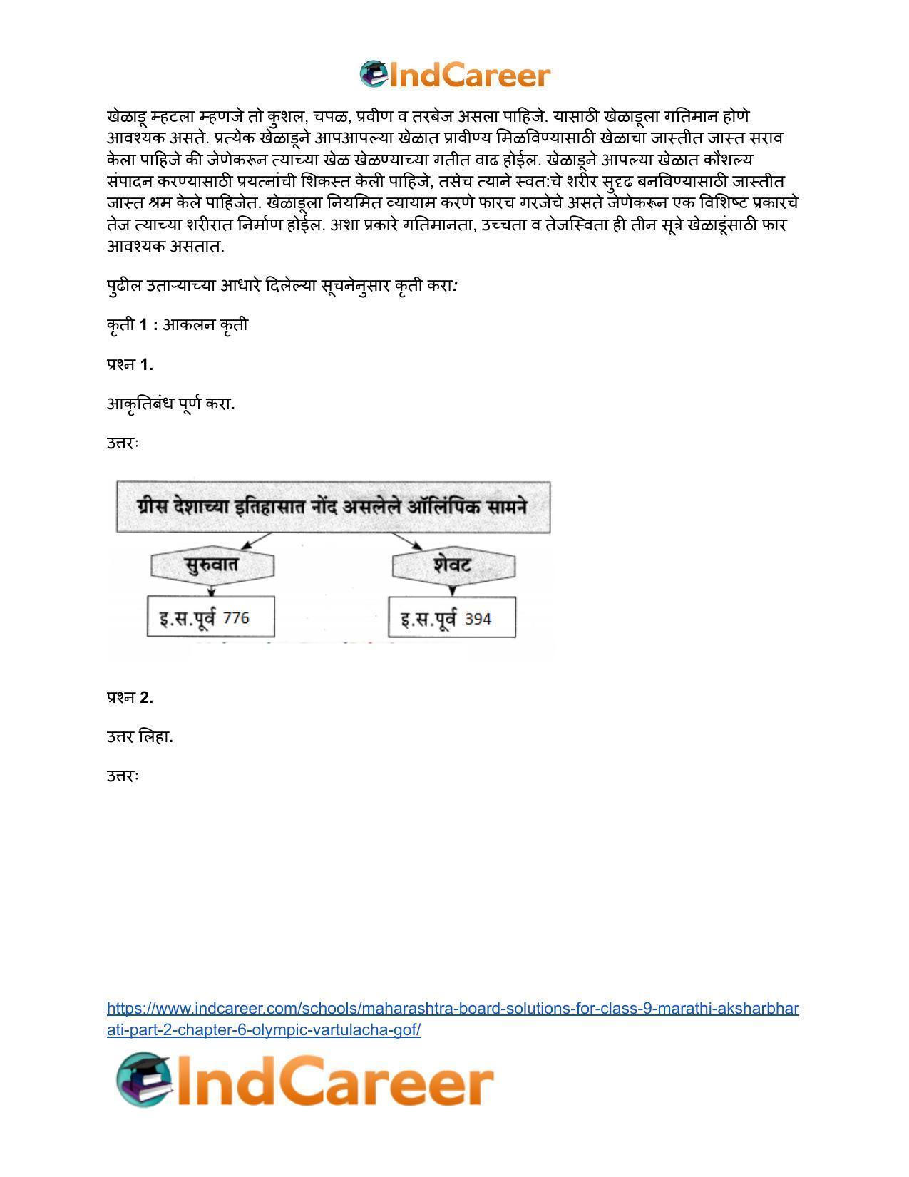 Maharashtra Board Solutions for Class 9- Marathi Aksharbharati (Part- 2): Chapter 6- ऑलिंपिक वर्तुळांचा गोफ - Page 22