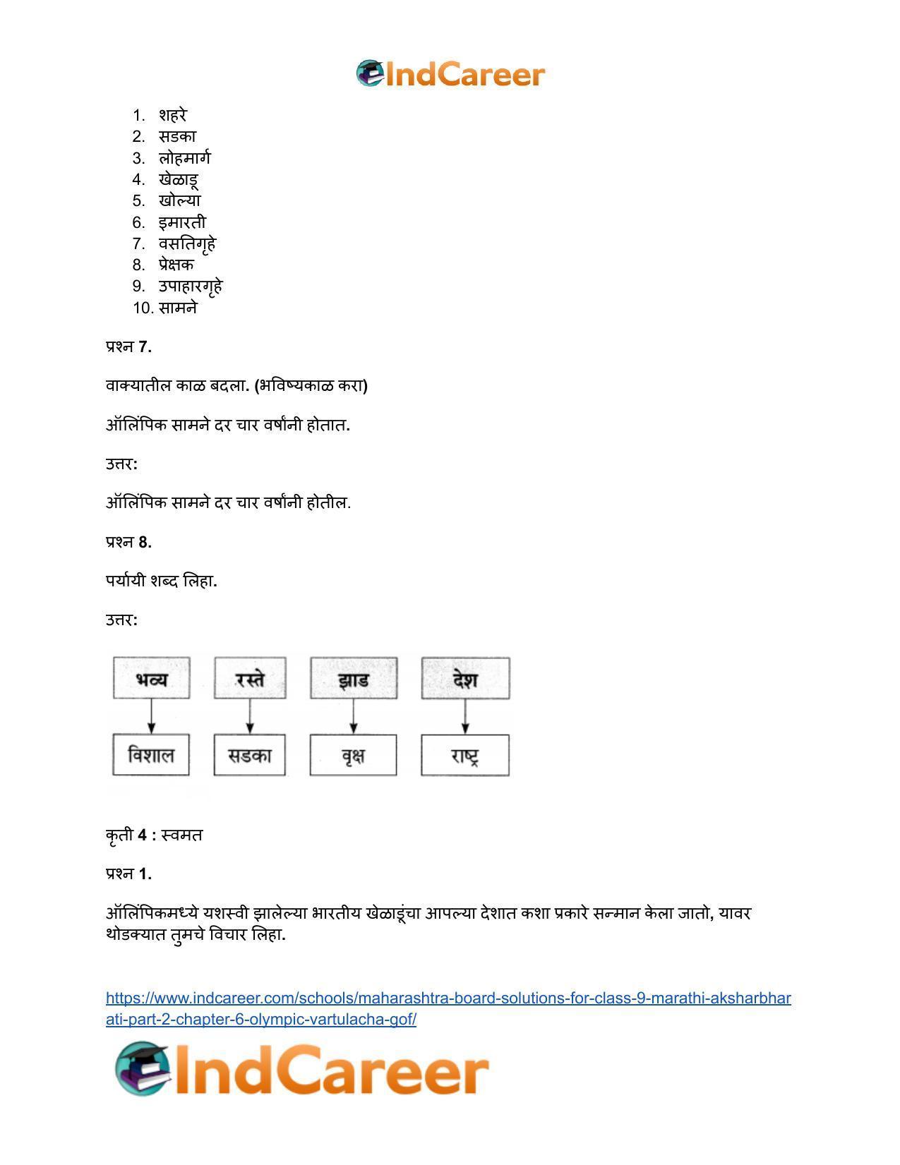 Maharashtra Board Solutions for Class 9- Marathi Aksharbharati (Part- 2): Chapter 6- ऑलिंपिक वर्तुळांचा गोफ - Page 30