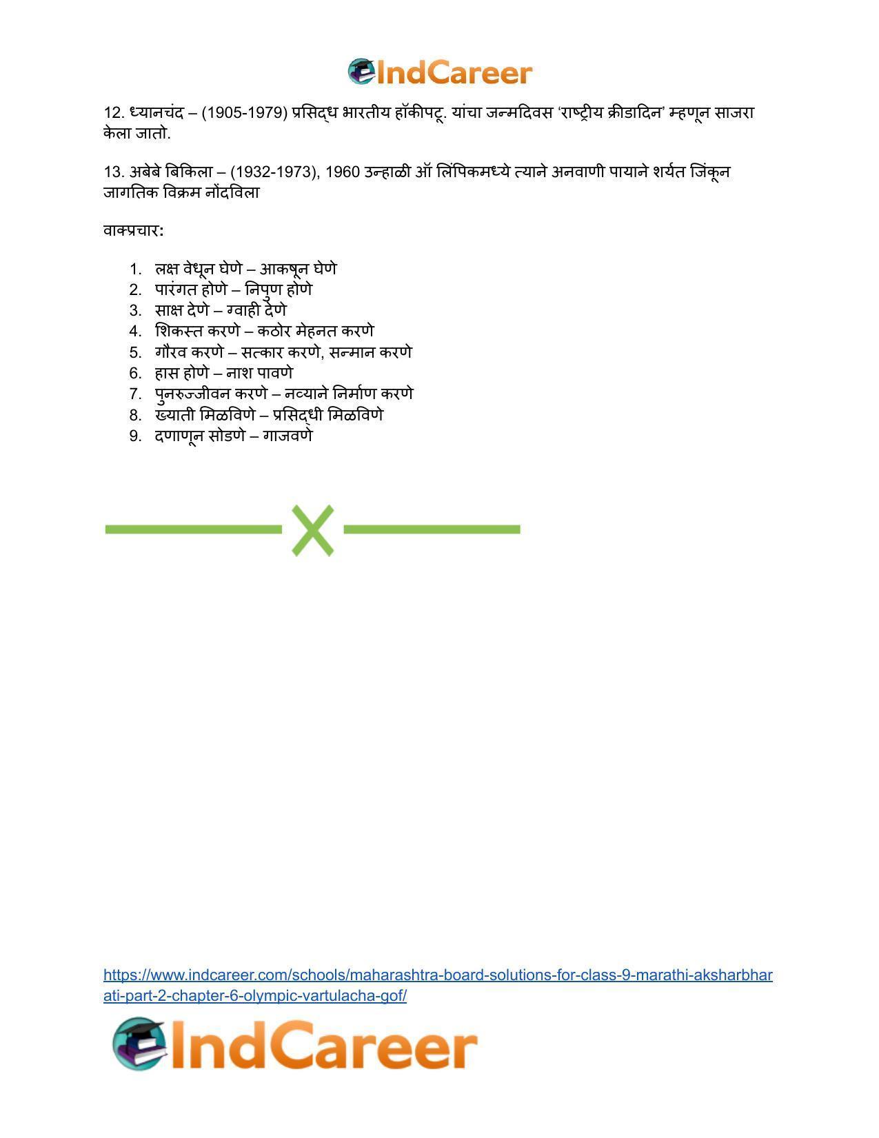 Maharashtra Board Solutions for Class 9- Marathi Aksharbharati (Part- 2): Chapter 6- ऑलिंपिक वर्तुळांचा गोफ - Page 58