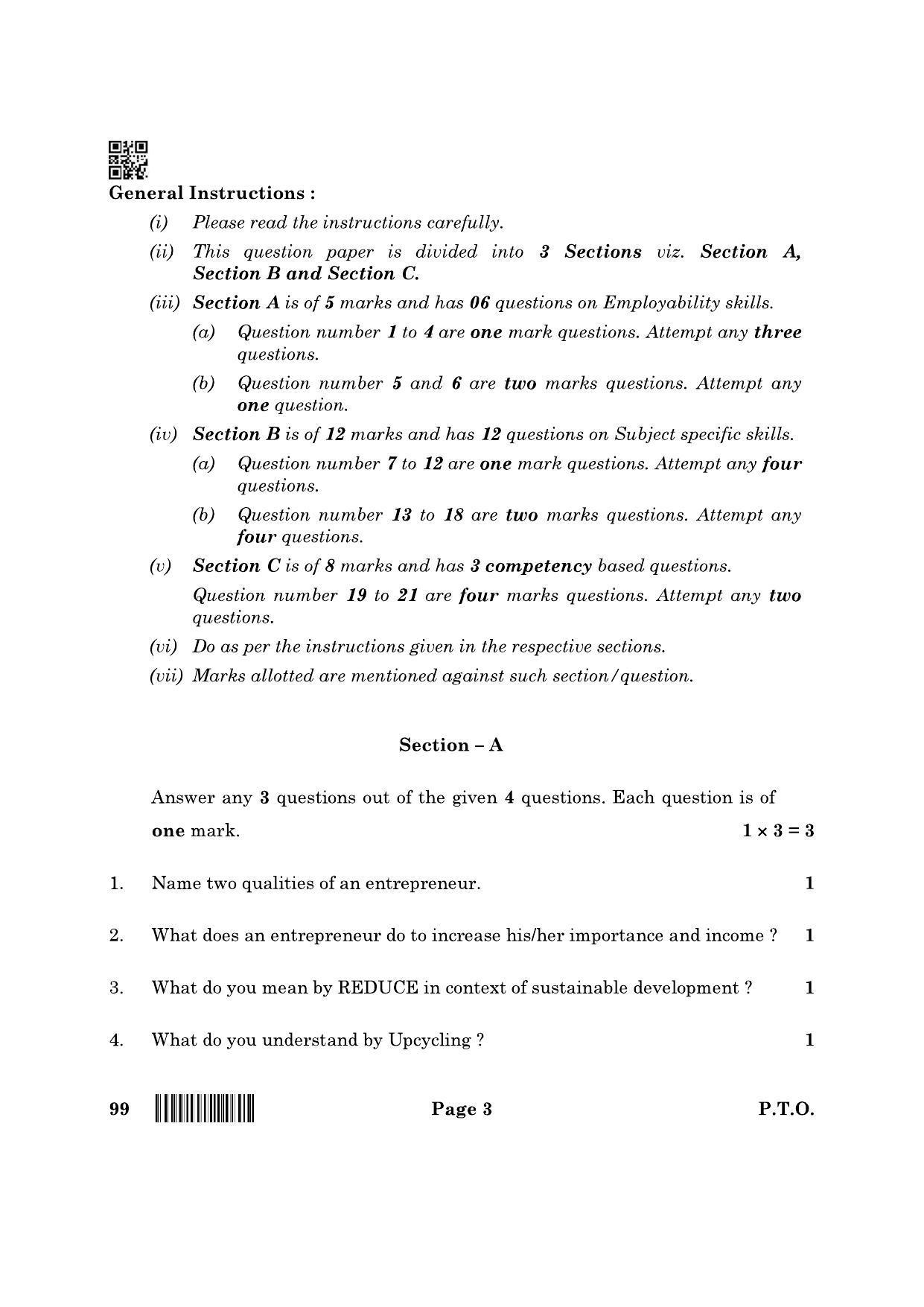 CBSE Class 10 99 Marketing And Sales 2022 Question Paper - Page 3