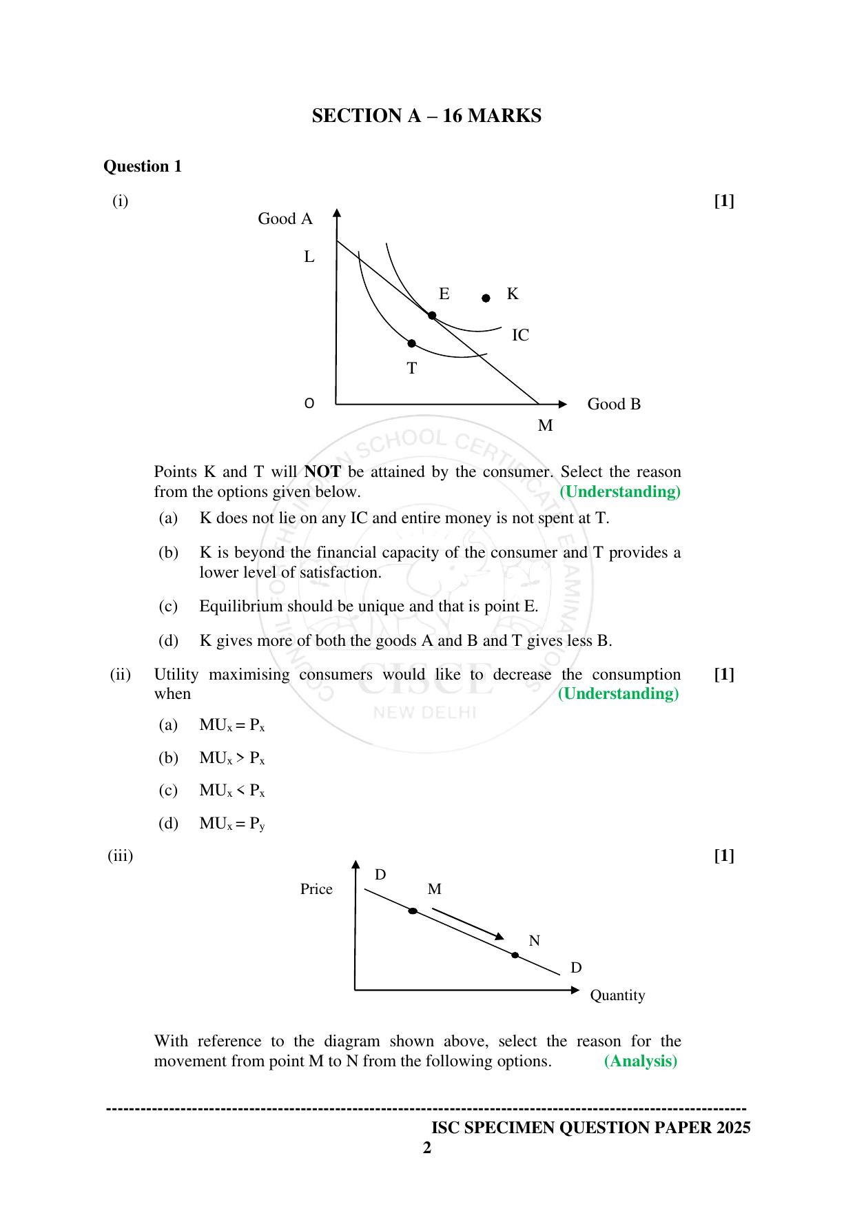 ISC Class 12 2025 ECONOMICS (SQP & AK) Specimen Paper - Page 2