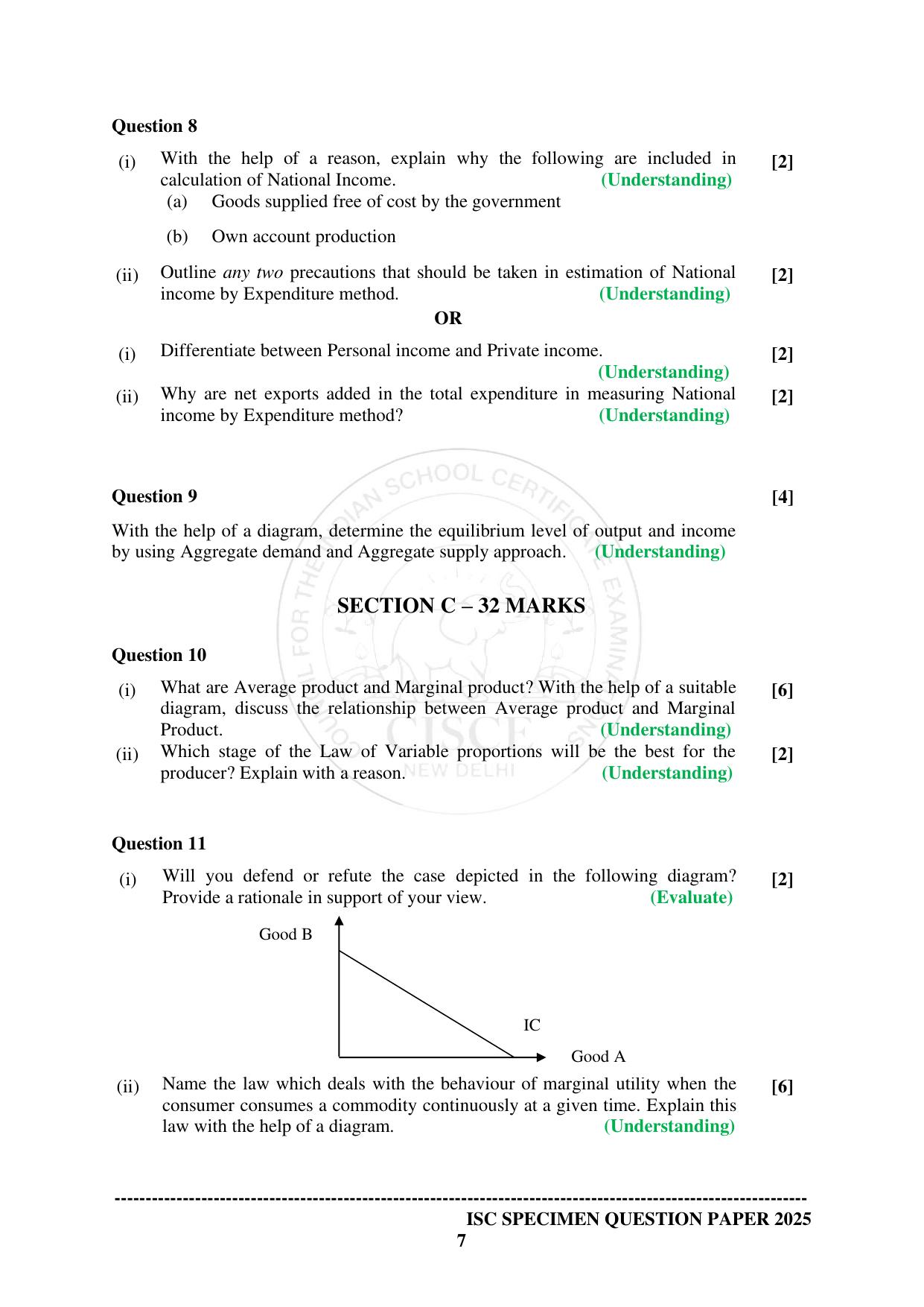 ISC Class 12 2025 ECONOMICS (SQP & AK) Specimen Paper - Page 7