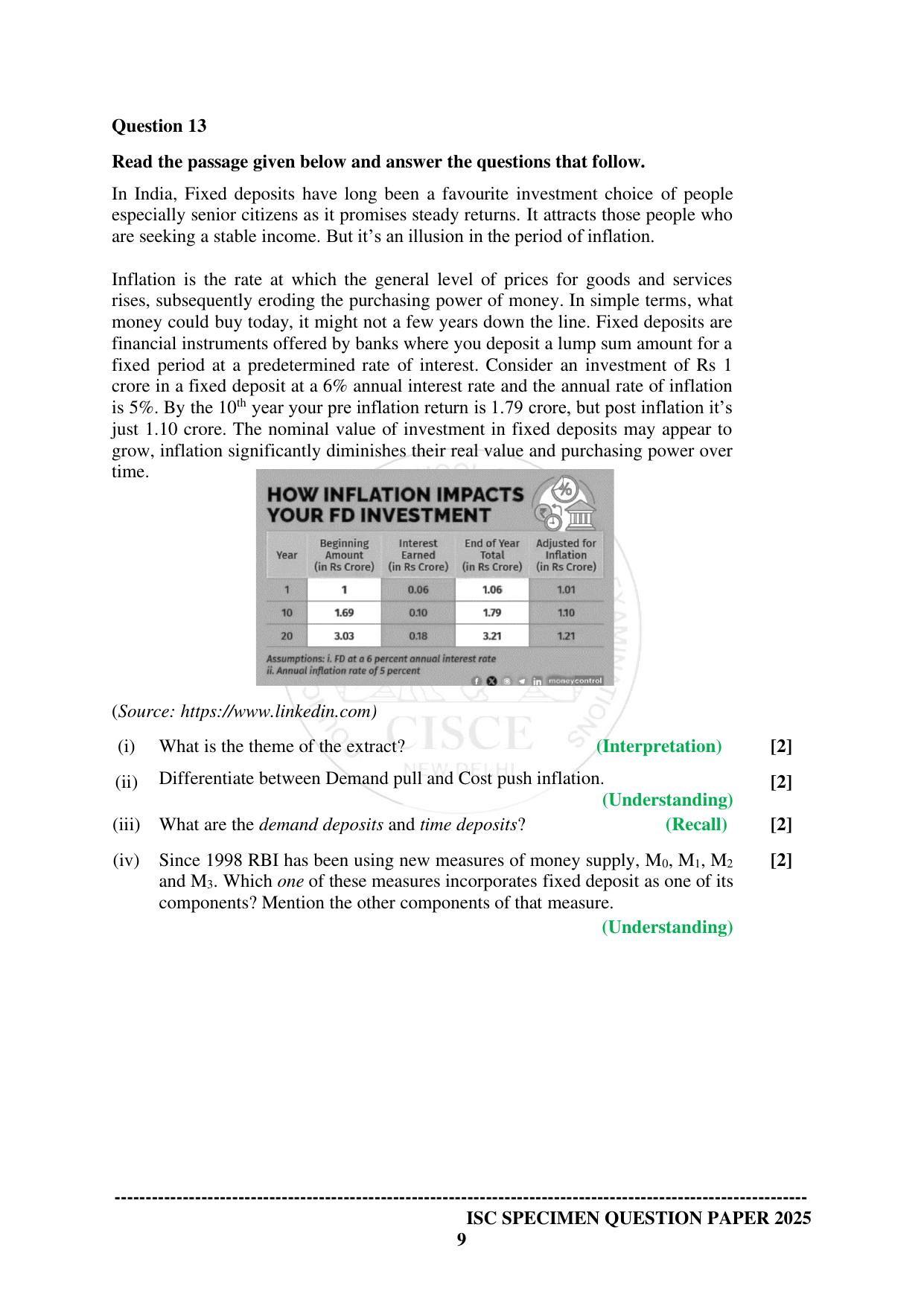 ISC Class 12 2025 ECONOMICS (SQP & AK) Specimen Paper - Page 9