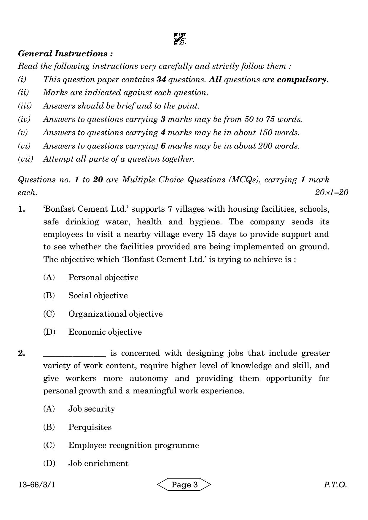 CBSE Class 12 3-1 Bussiness Studies 2024 Question Paper - Page 3