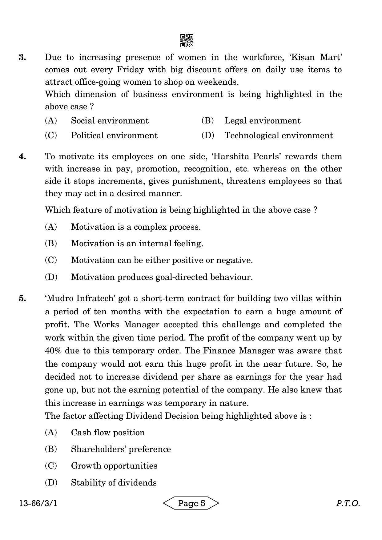 CBSE Class 12 3-1 Bussiness Studies 2024 Question Paper - Page 5