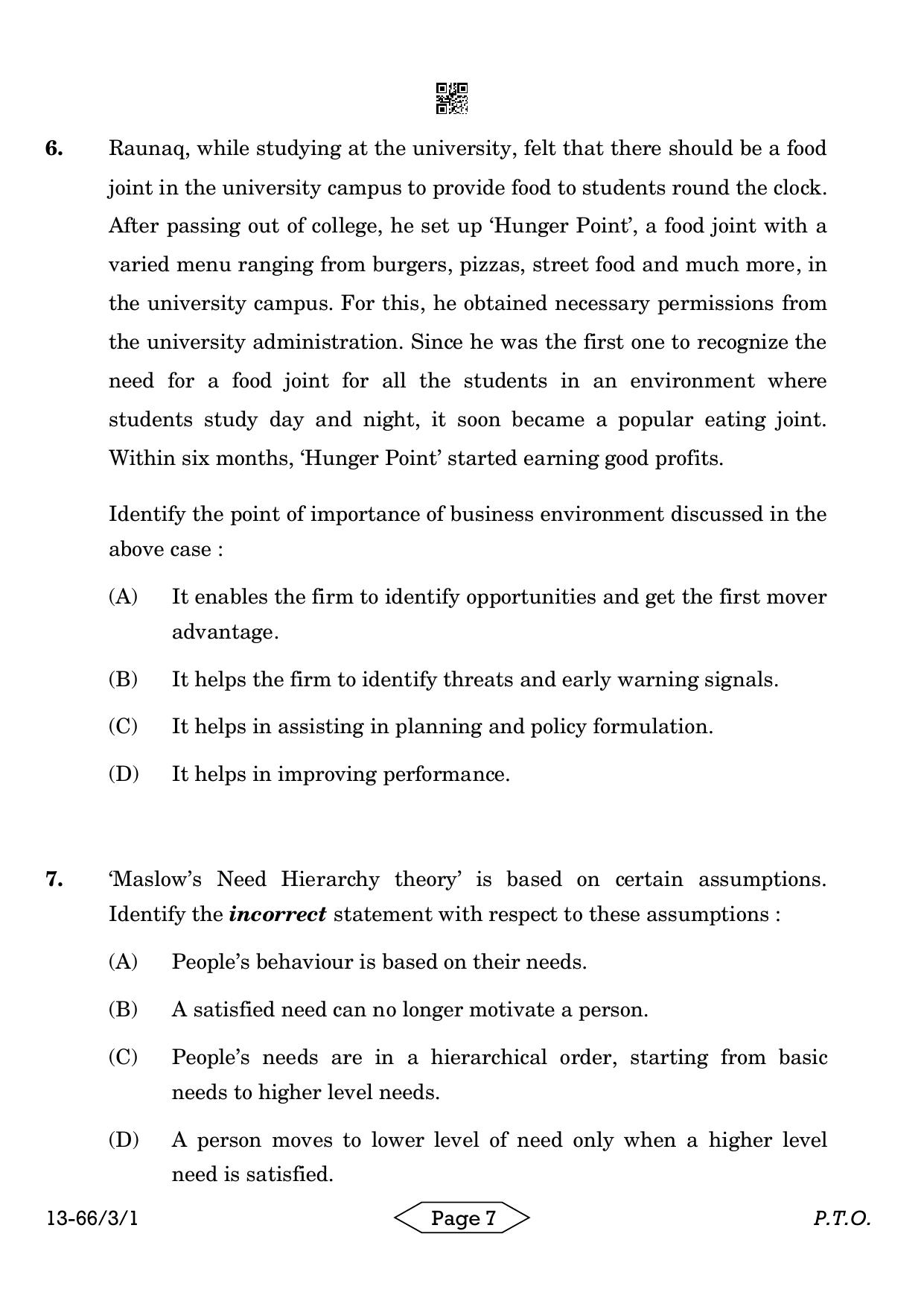 CBSE Class 12 3-1 Bussiness Studies 2024 Question Paper - Page 7