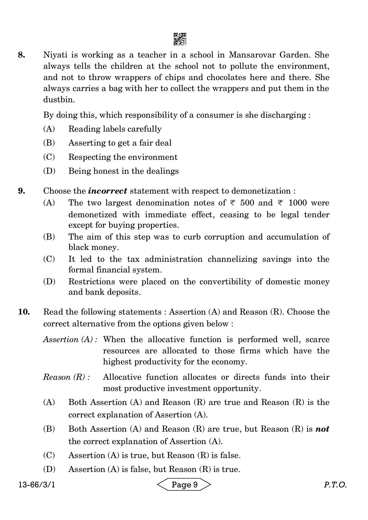 CBSE Class 12 3-1 Bussiness Studies 2024 Question Paper - Page 9