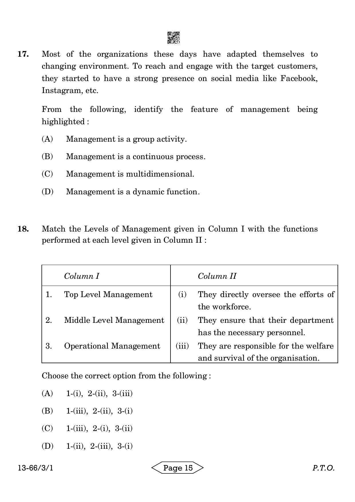 CBSE Class 12 3-1 Bussiness Studies 2024 Question Paper - Page 15