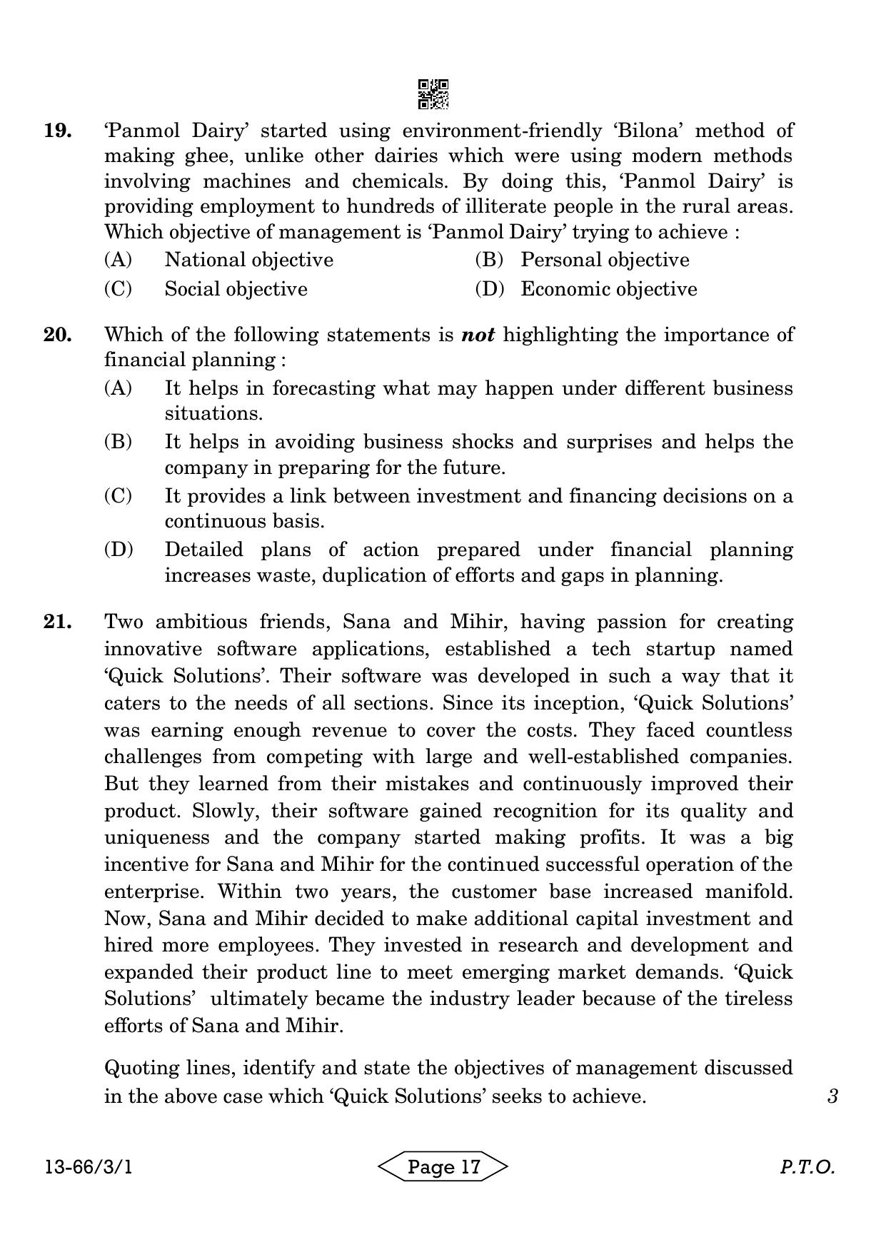 CBSE Class 12 3-1 Bussiness Studies 2024 Question Paper - Page 17