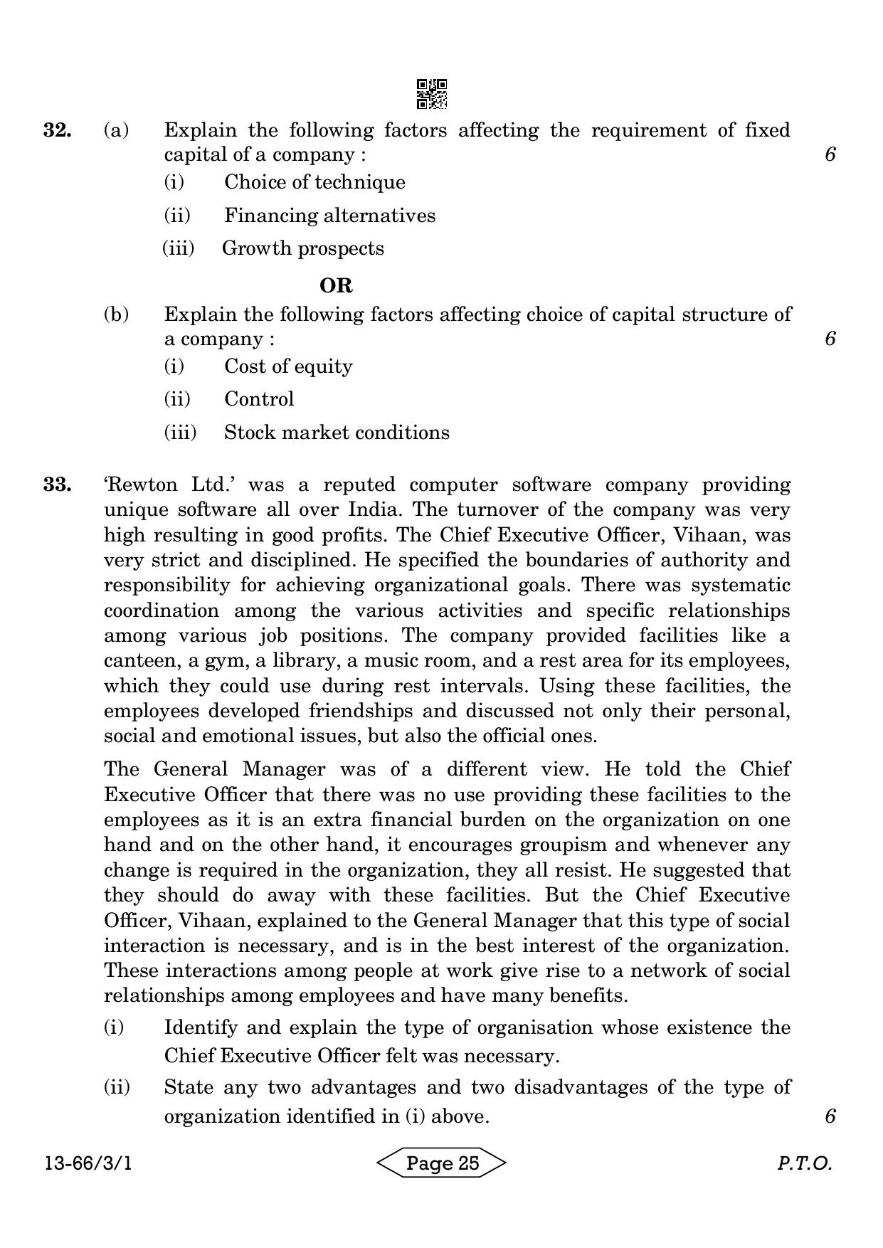 CBSE Class 12 3-1 Bussiness Studies 2024 Question Paper - Page 25